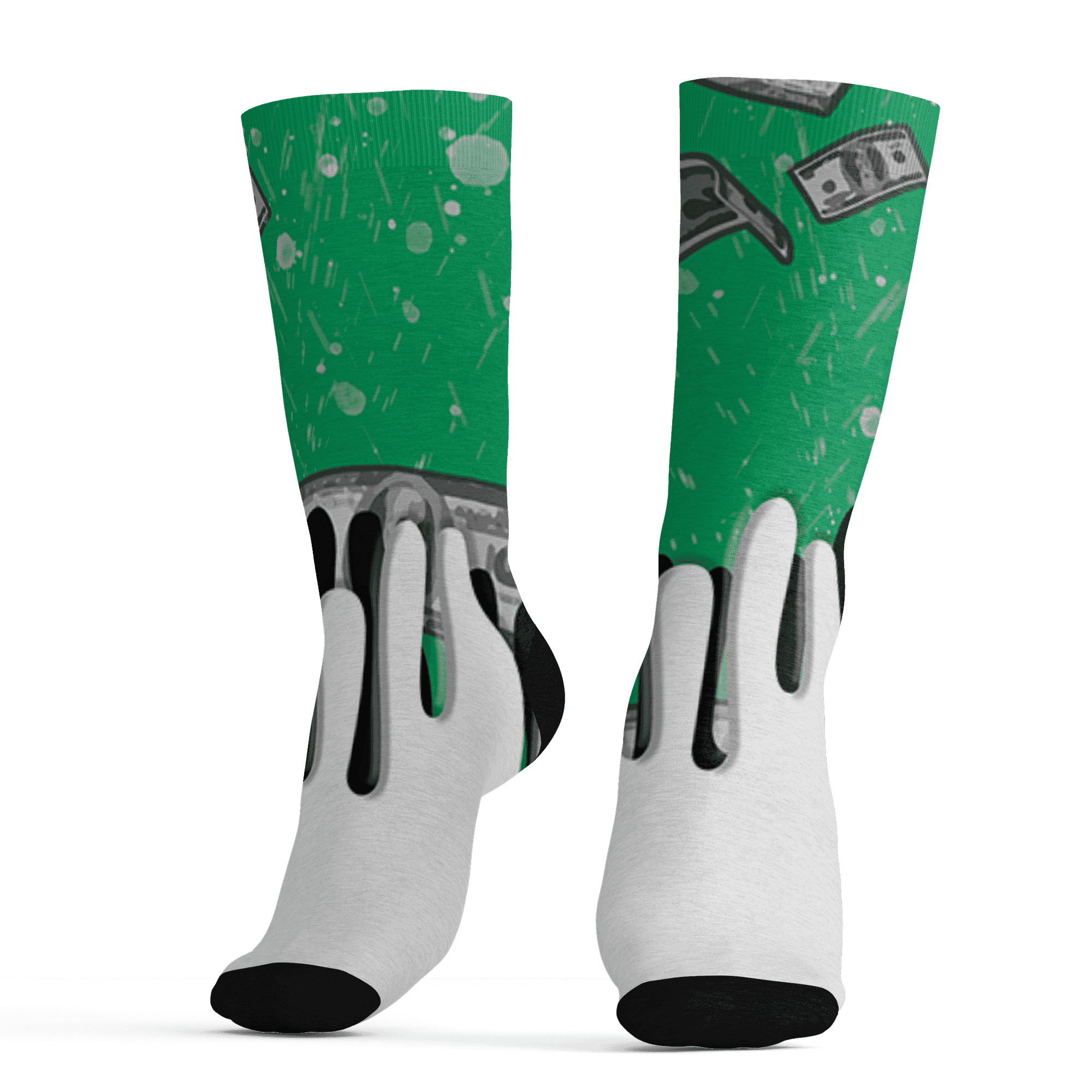 Lucky Green 5s Socks Match BER Dollar 3D All-Over Print - NastyJamz