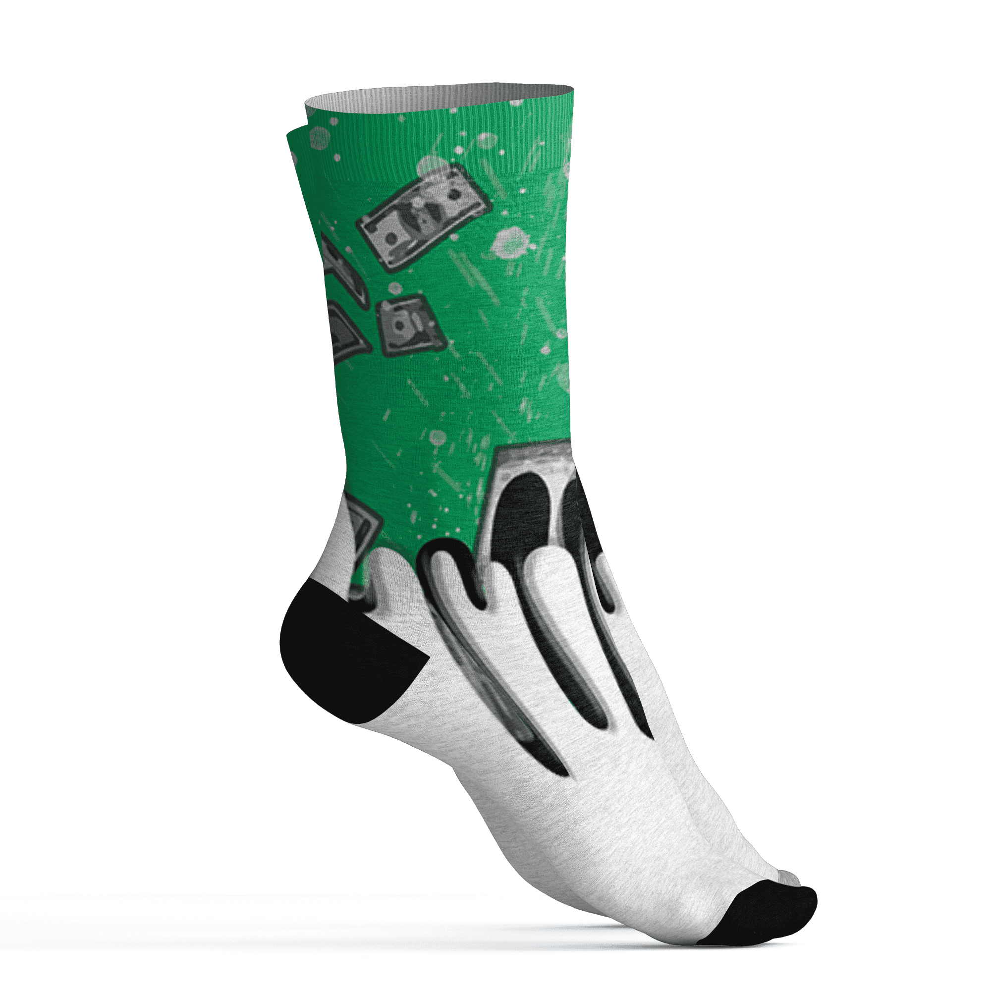 Lucky Green 5s Socks Match BER Dollar 3D All-Over Print - NastyJamz