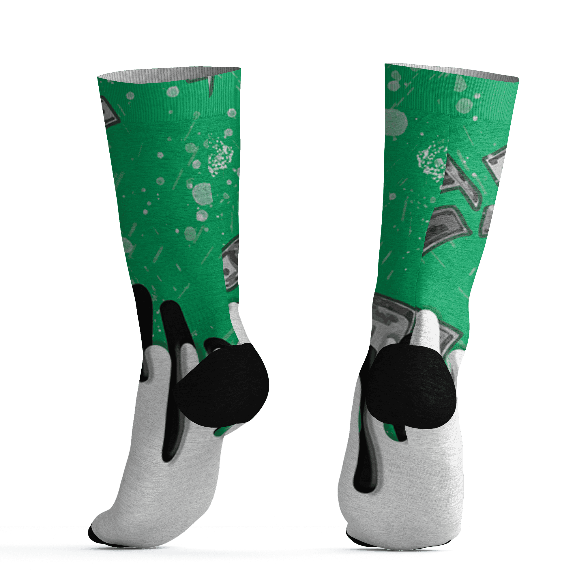 Lucky Green 5s Socks Match BER Dollar 3D All-Over Print - NastyJamz