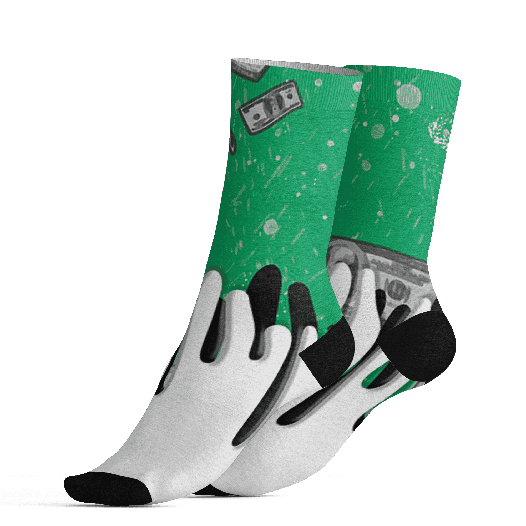 Lucky Green 5s Socks Match BER Dollar 3D All-Over Print - NastyJamz