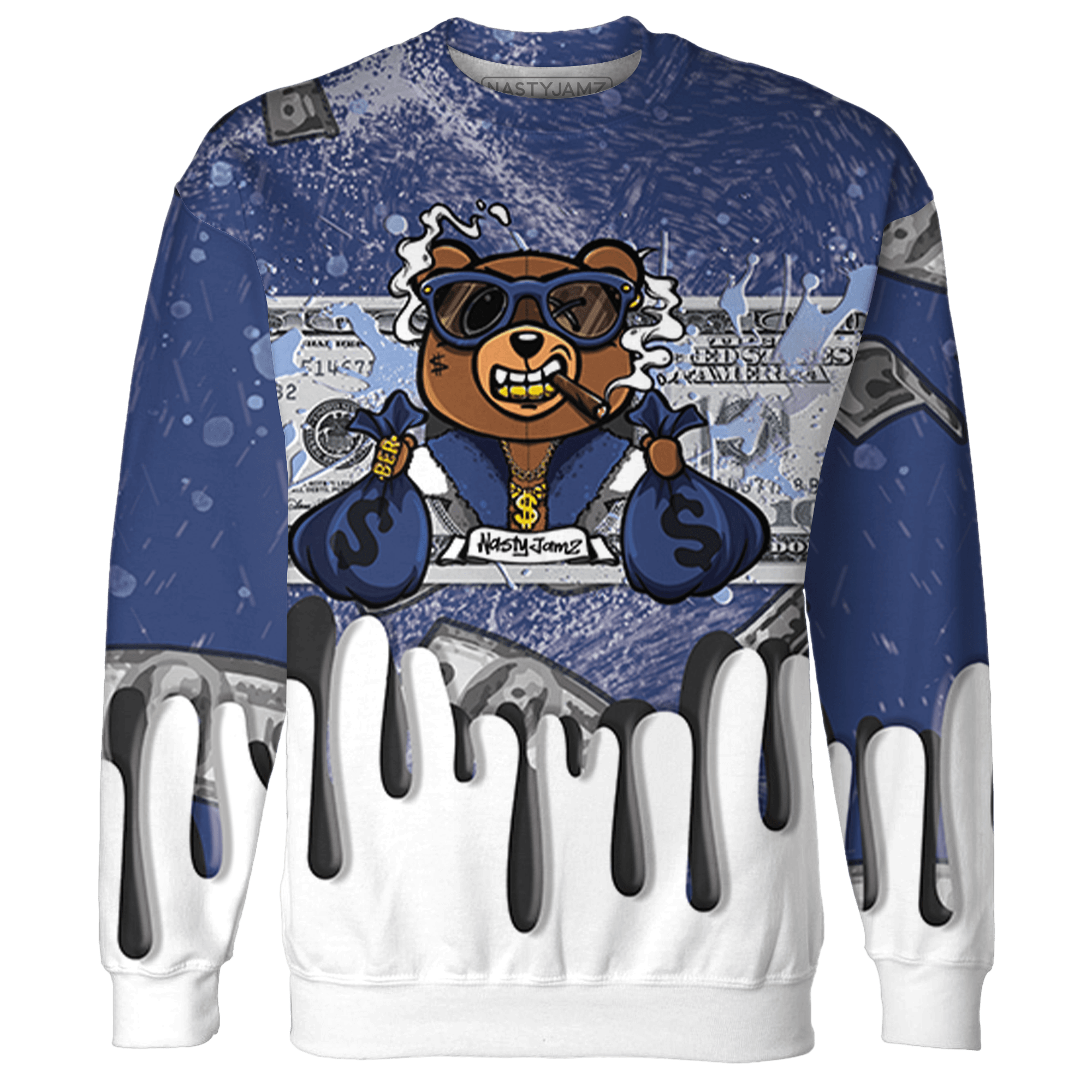 Midnight Navy 5s Sweatshirt Match BER Dollar 3D All-Over Print - NastyJamz