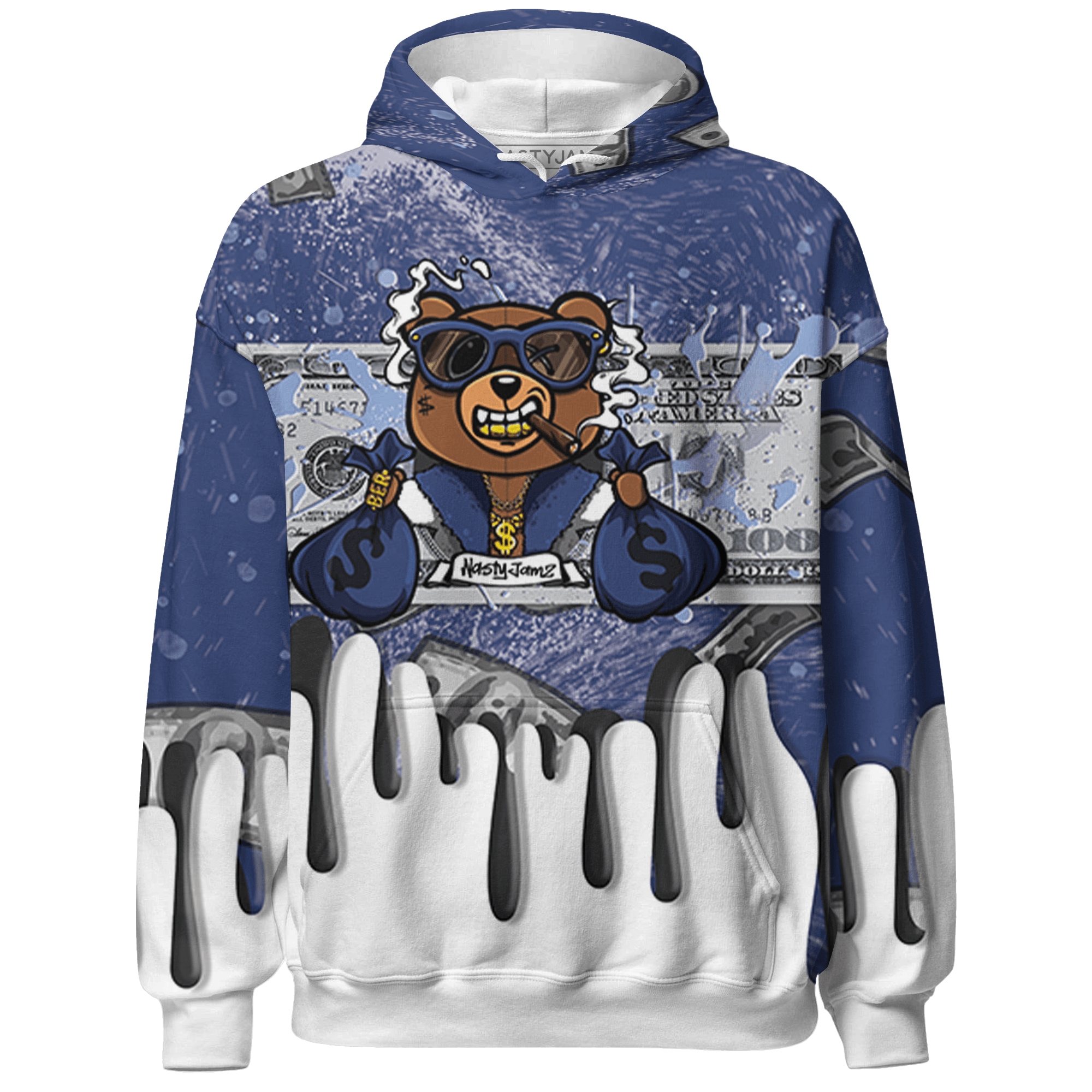 Midnight Navy 5s Hoodie Match BER Dollar 3D All-Over Print - NastyJamz