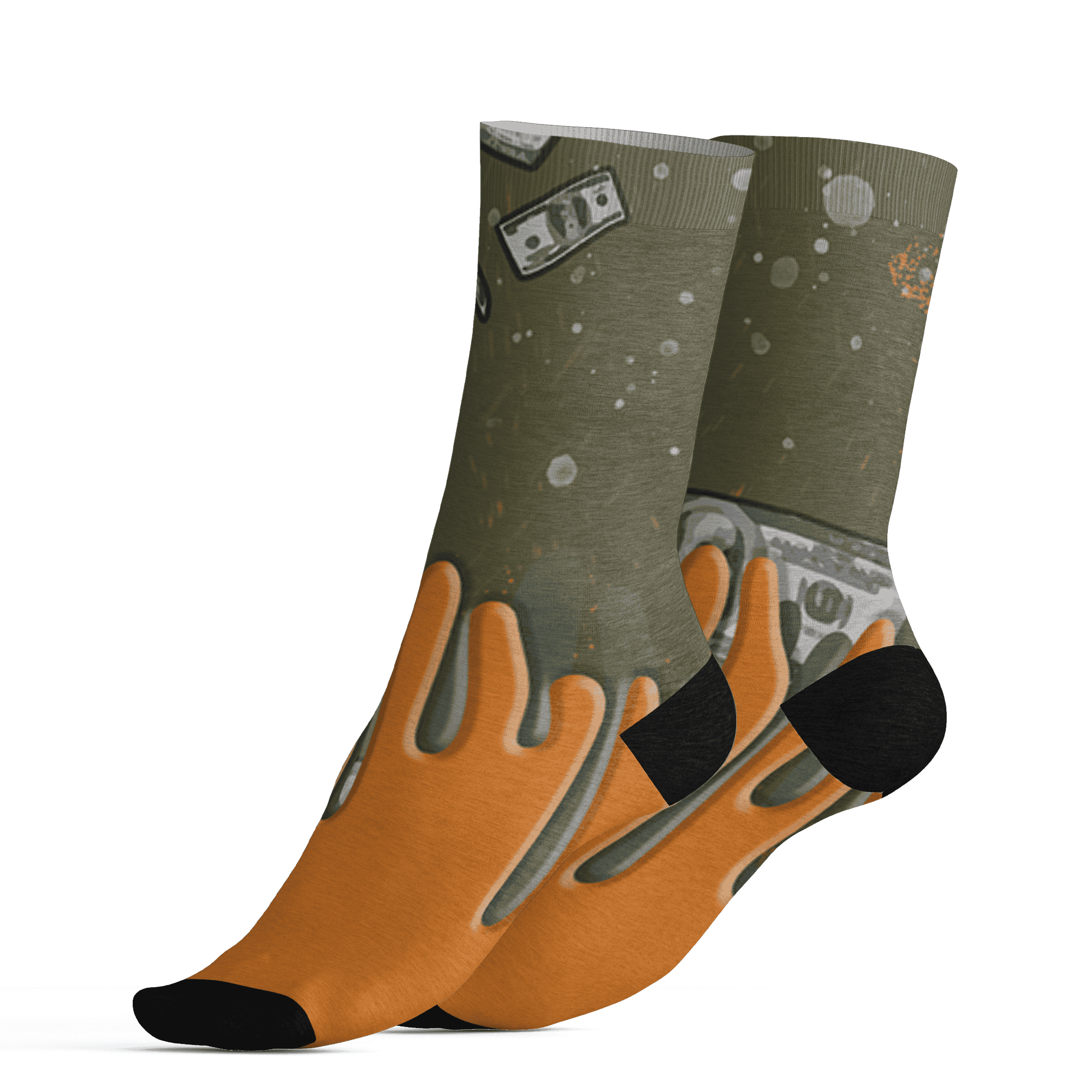 Olive 5s Socks Match BER Dollar 3D All-Over Print - NastyJamz