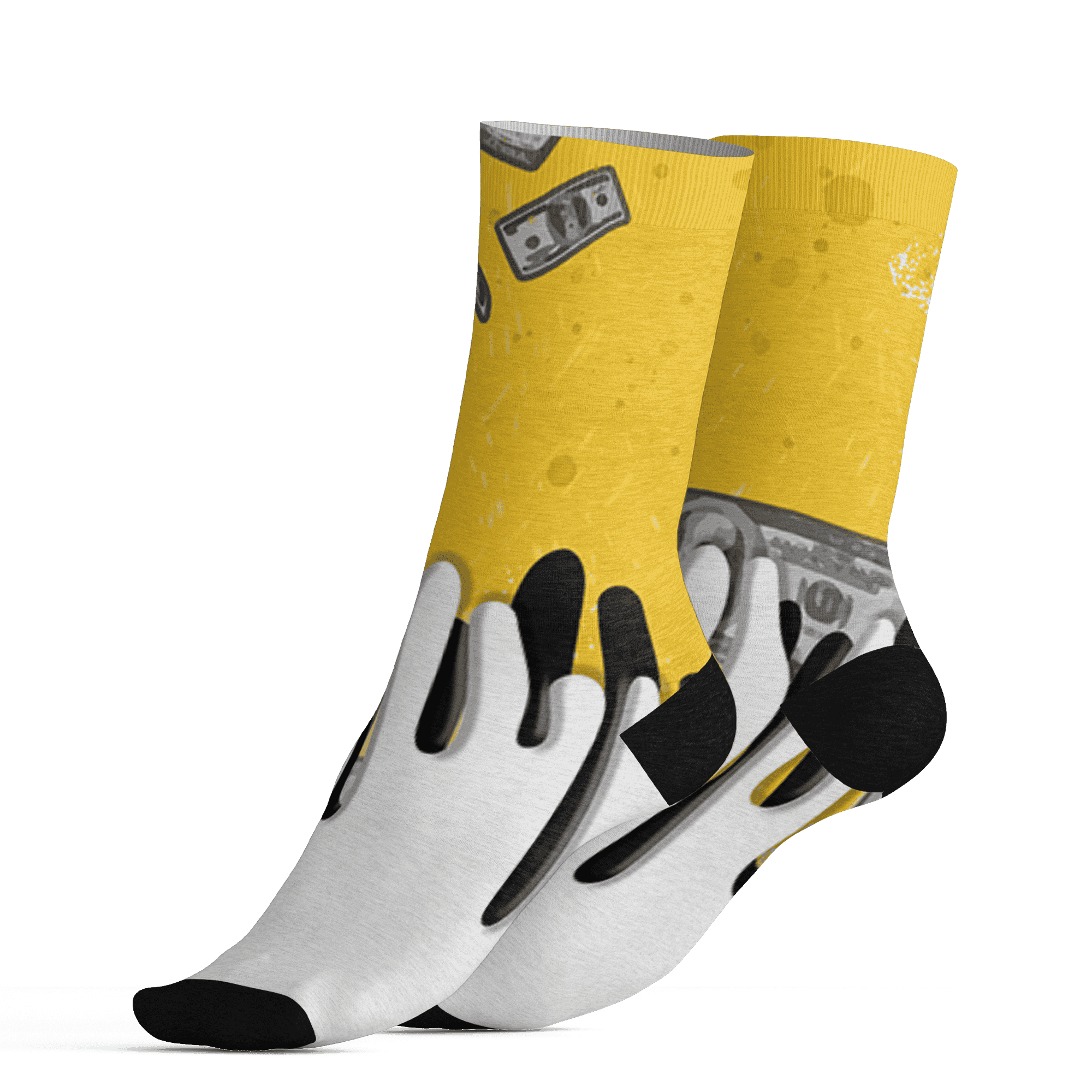 Yellow Ochre 6s Socks Match BER Dollar 3D All-Over Print - NastyJamz