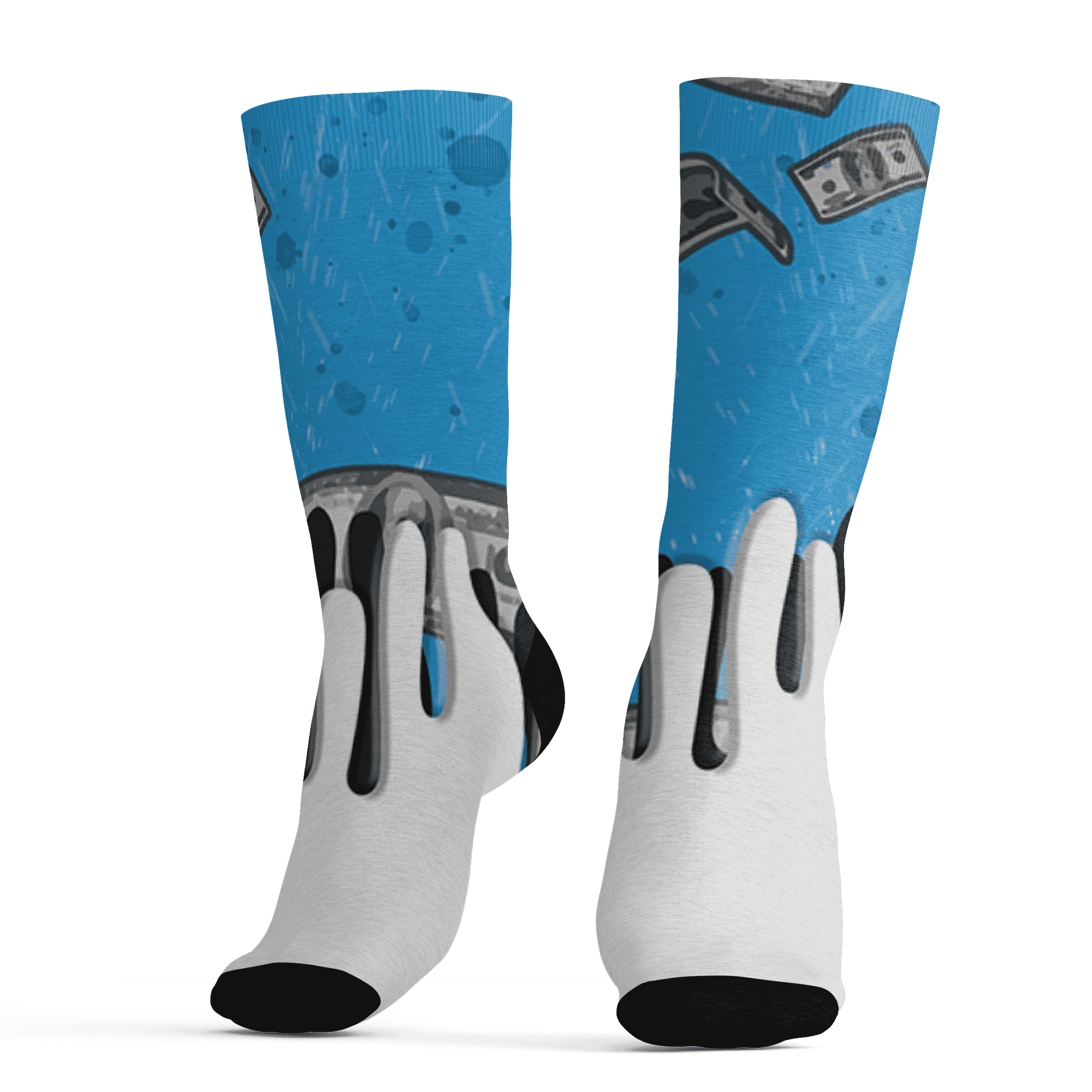 Powder Blue 9s Socks Match BER Dollar 3D All-Over Print - NastyJamz