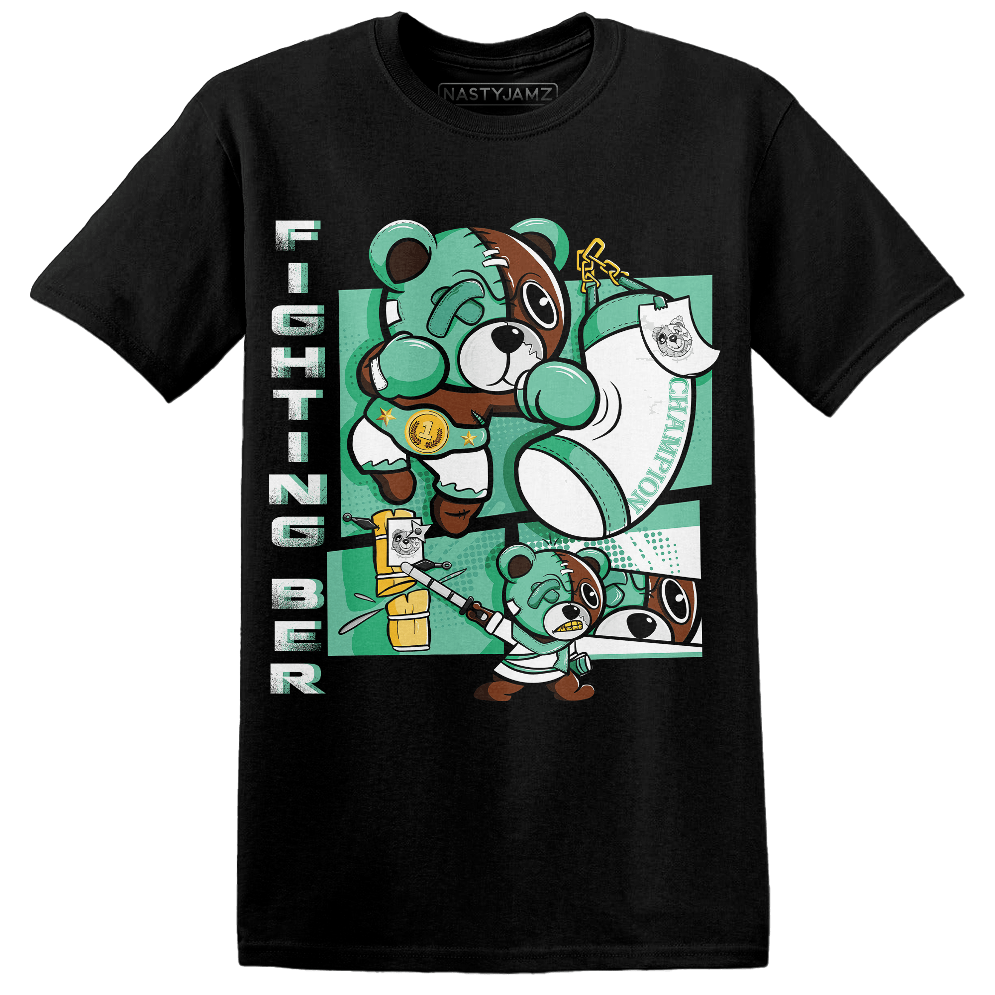 High OG Green Glow 1s T Shirt Match BER Fighting Boxing - NastyJamz