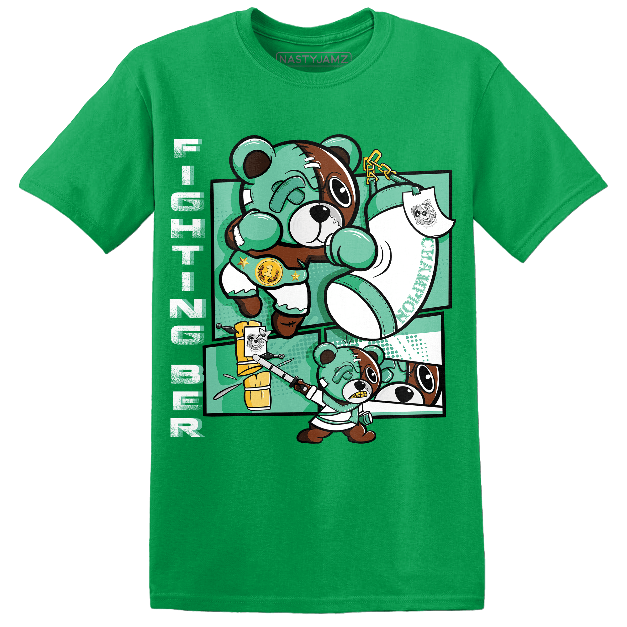 High OG Green Glow 1s T Shirt Match BER Fighting Boxing - NastyJamz