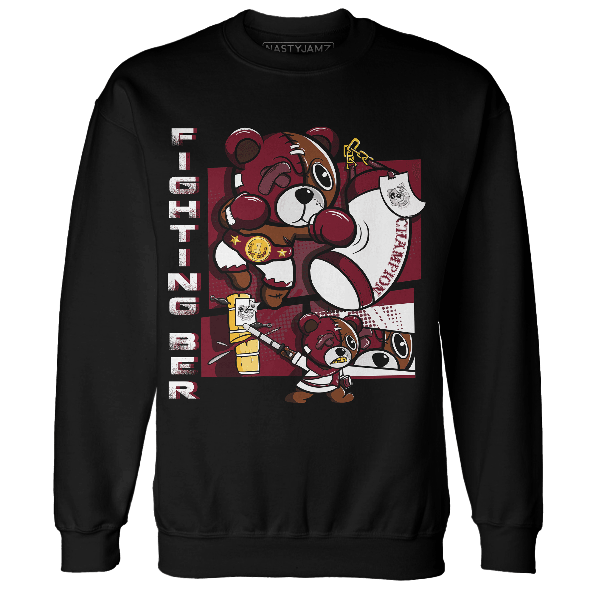 High White Team Red 1s Sweatshirt Match BER Fighting Boxing - NastyJamz