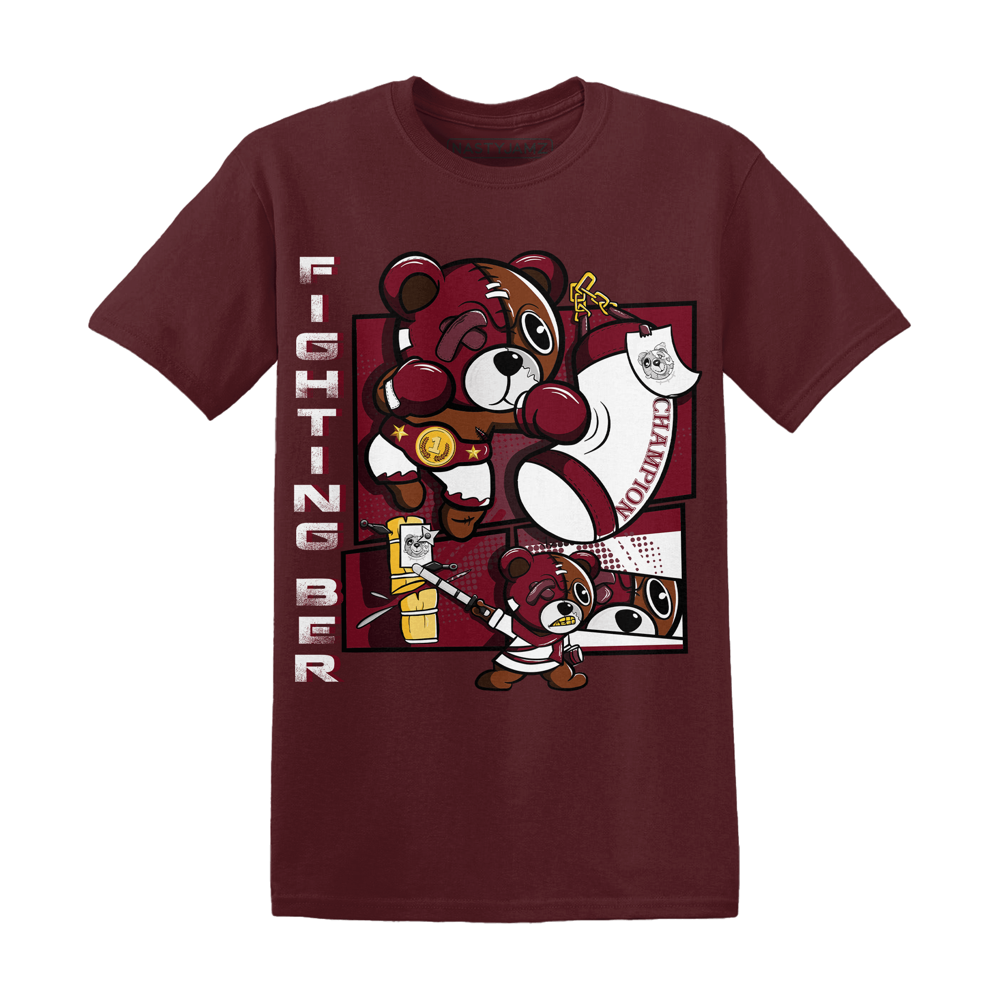 High White Team Red 1s T Shirt Match BER Fighting Boxing - NastyJamz