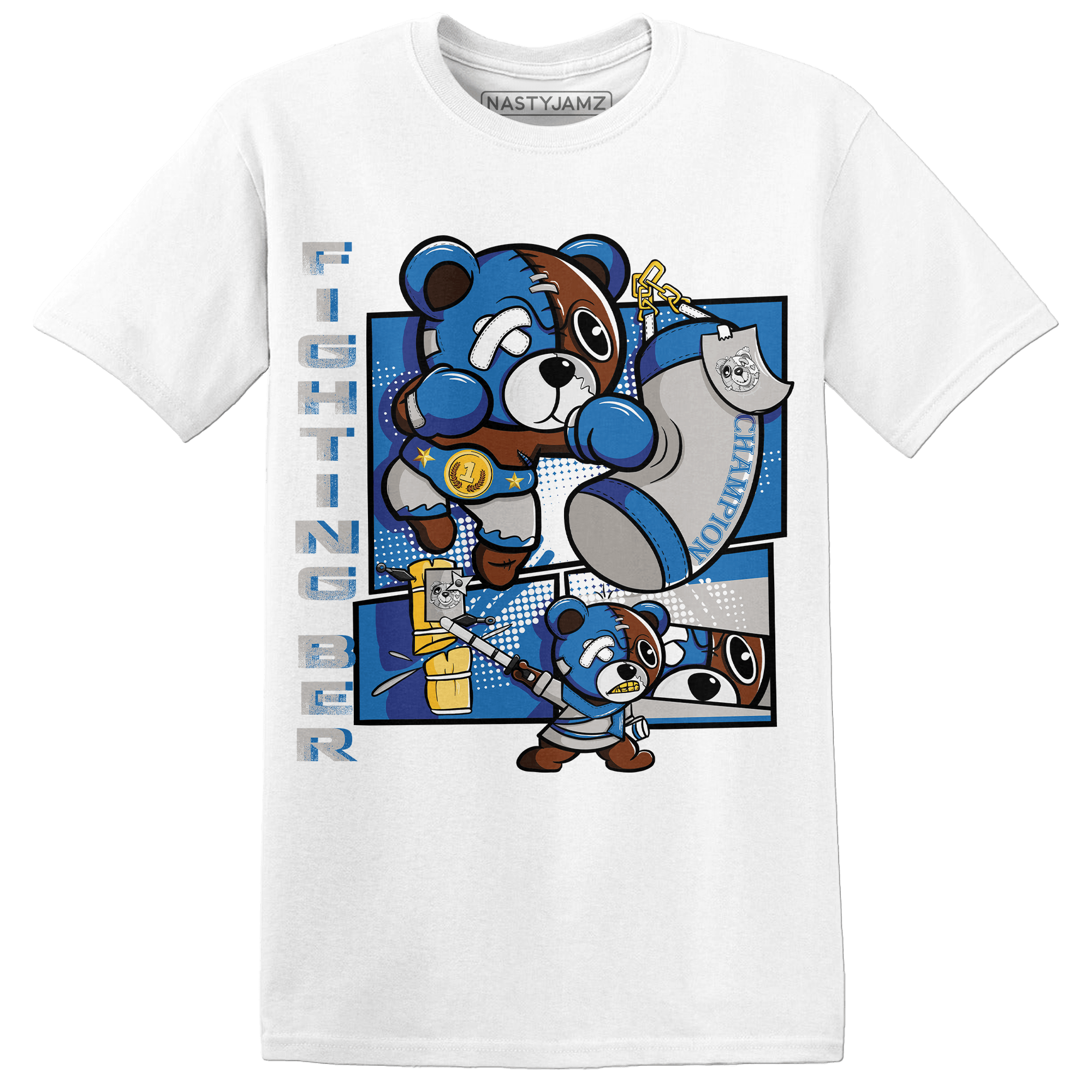 Industrial Blue 4s T Shirt Match BER Fighting Boxing - NastyJamz