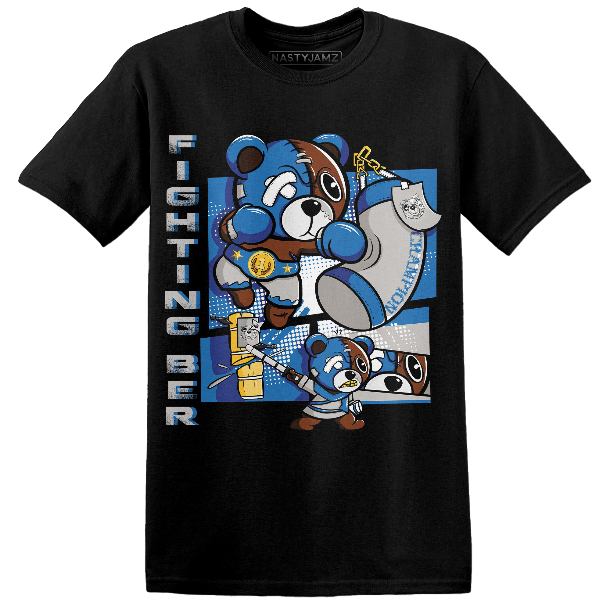 Industrial Blue 4s T Shirt Match BER Fighting Boxing - NastyJamz