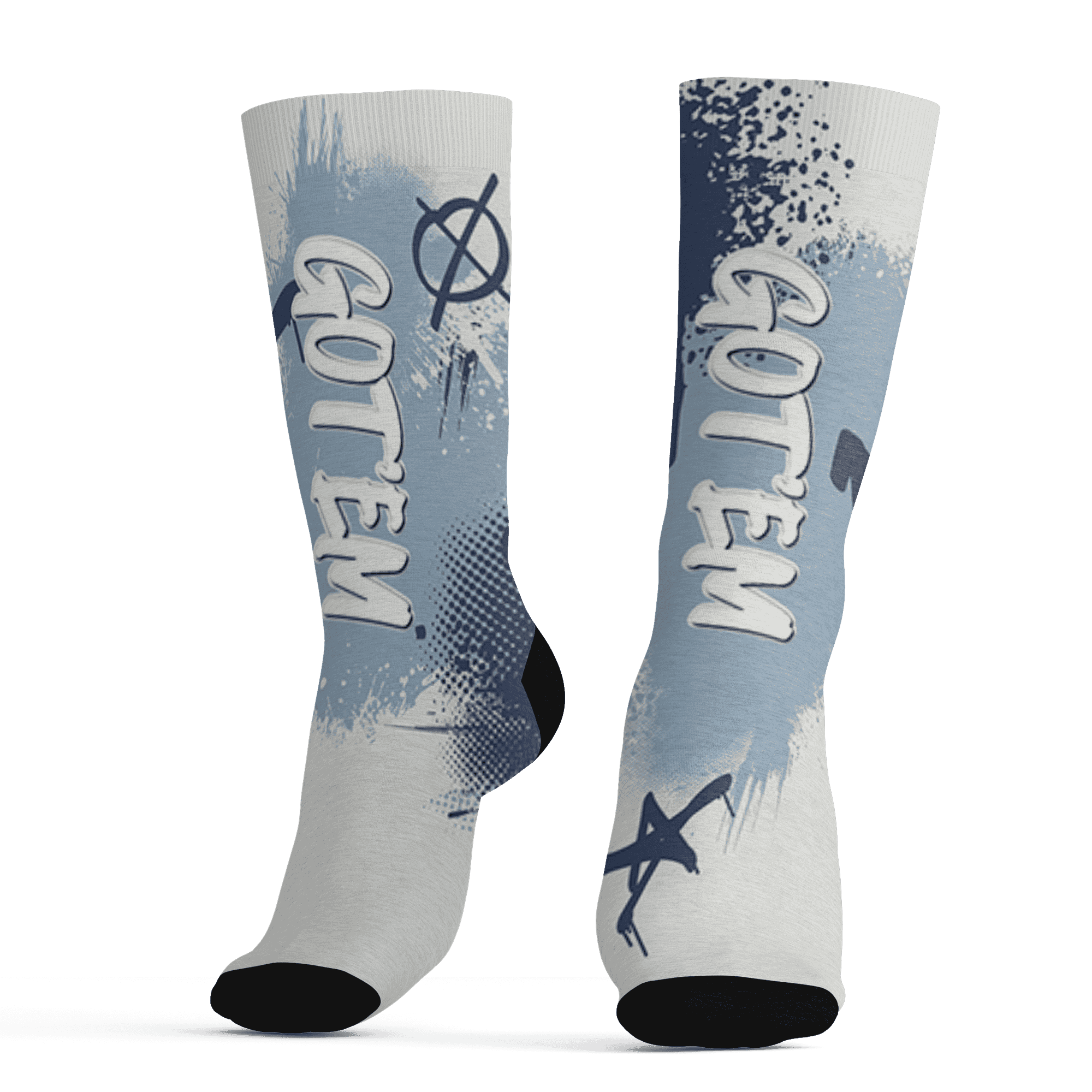 Mid Diffused Blue Grey 1s Socks Match BER GOTEM 3D All-Over Print - NastyJamz