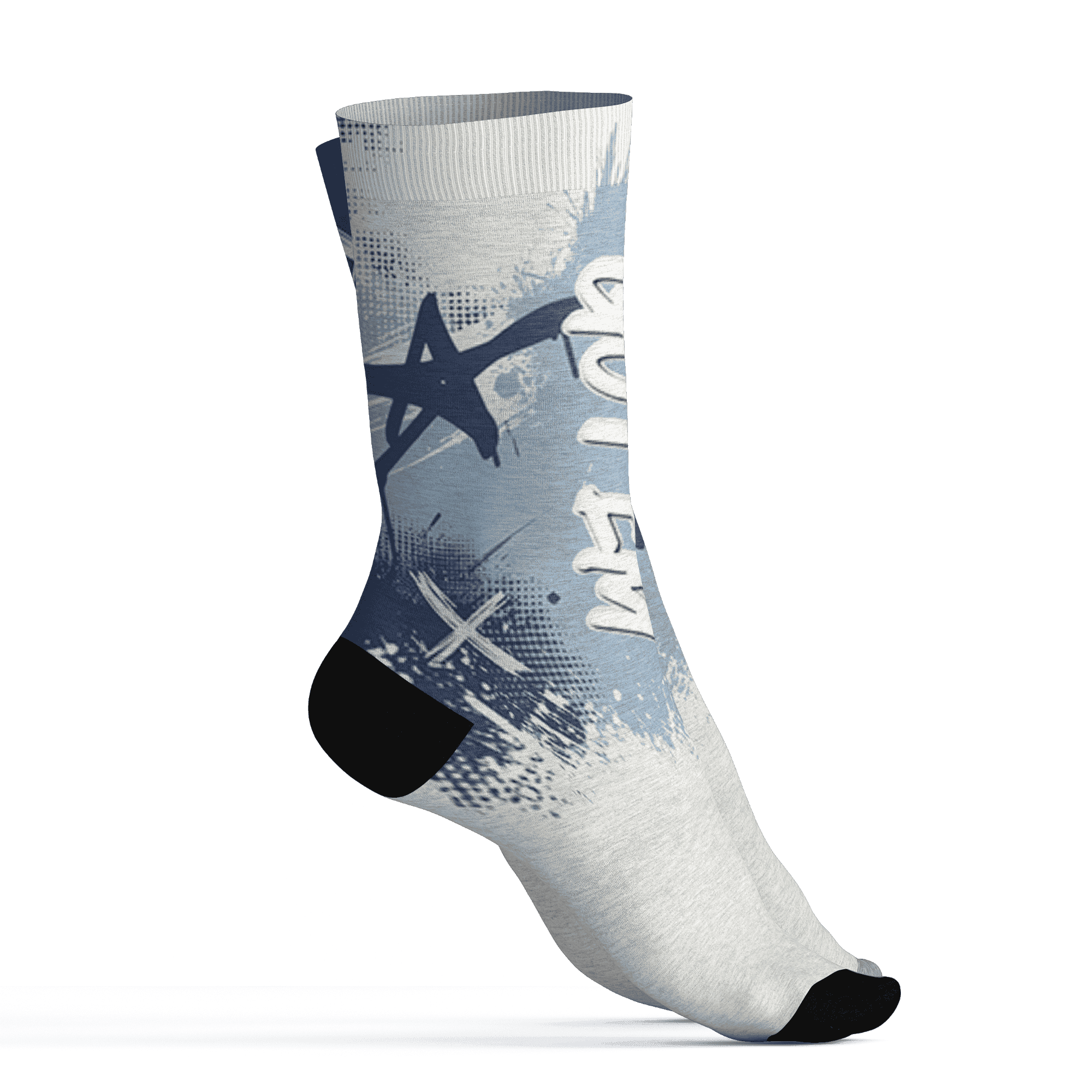 Mid Diffused Blue Grey 1s Socks Match BER GOTEM 3D All-Over Print - NastyJamz