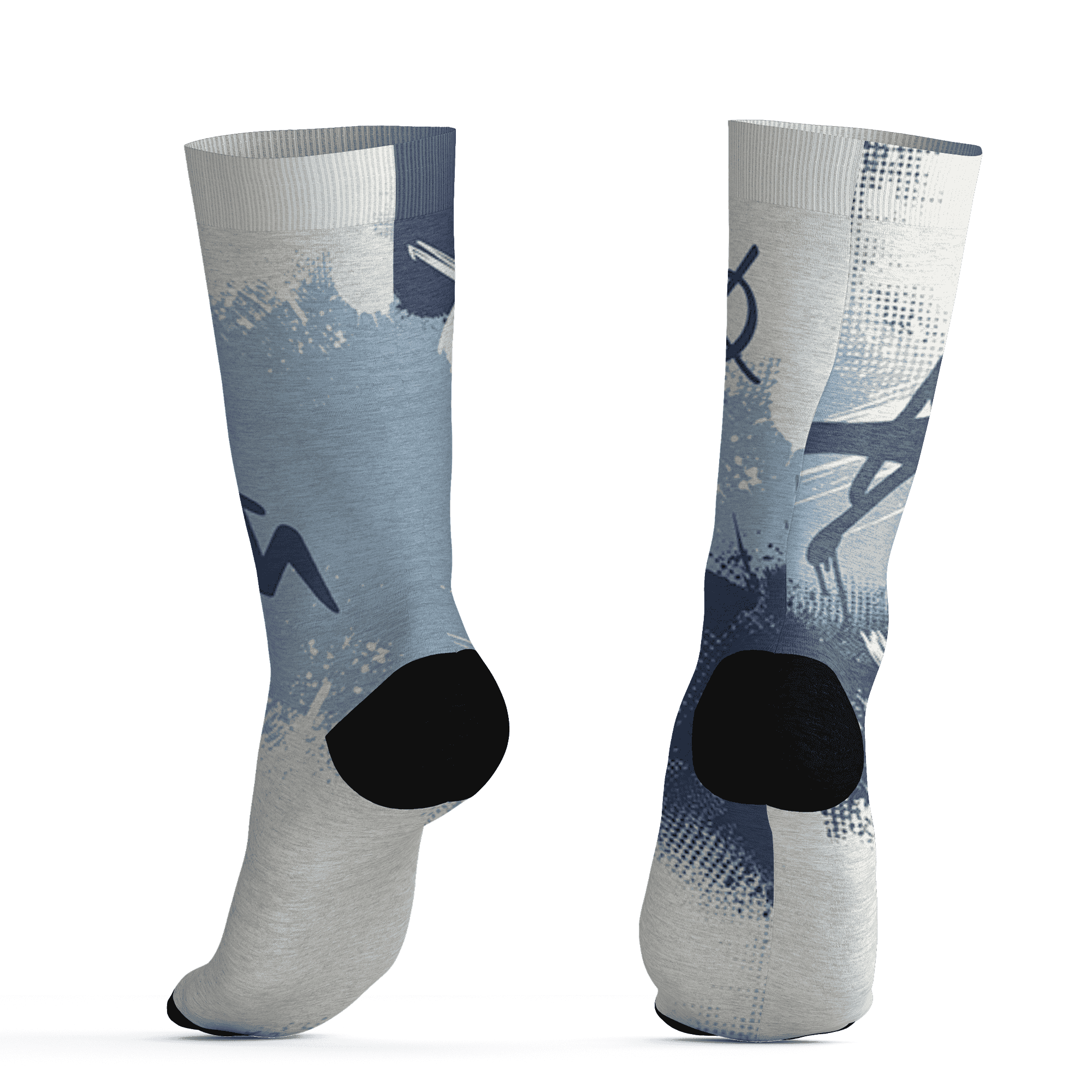 Mid Diffused Blue Grey 1s Socks Match BER GOTEM 3D All-Over Print - NastyJamz