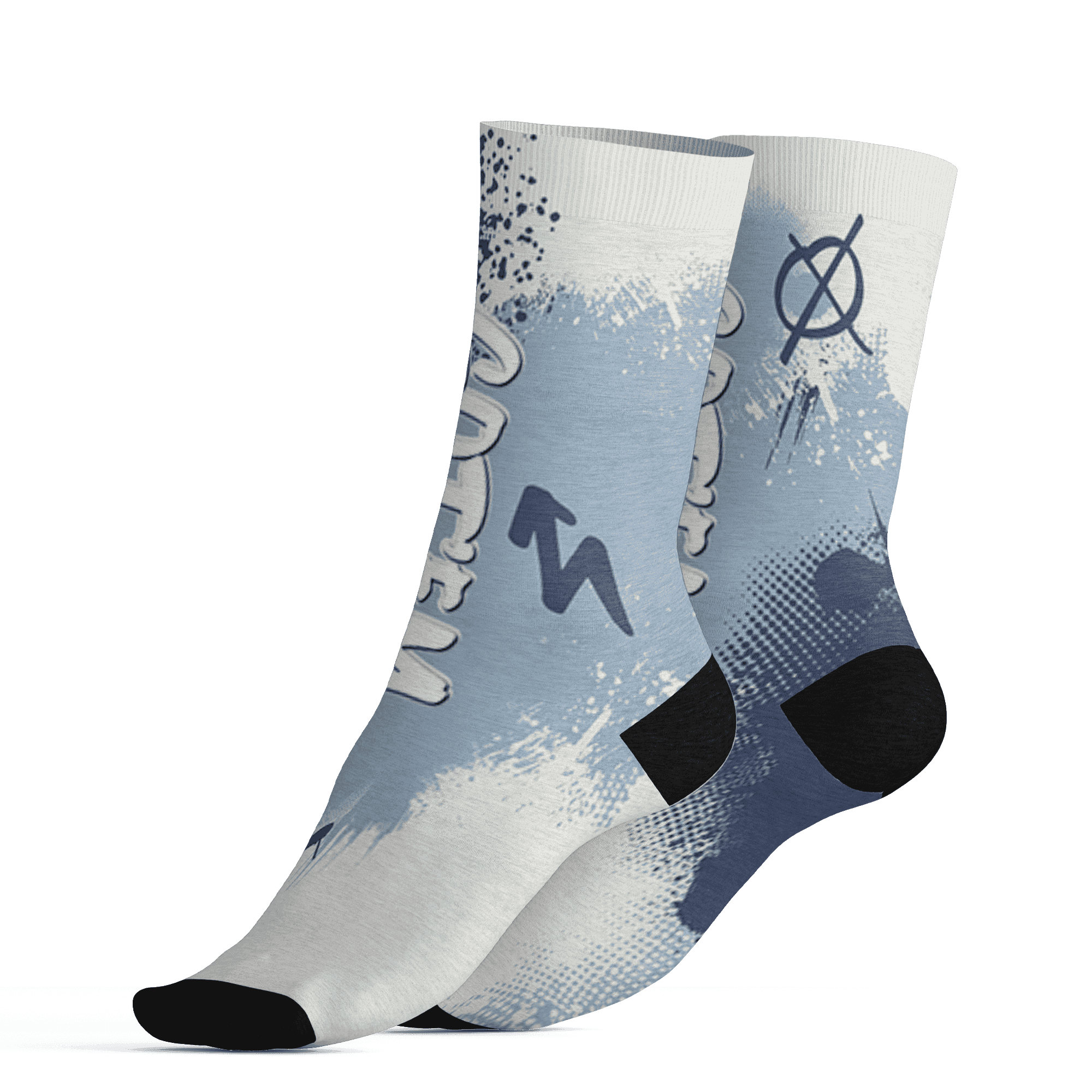 Mid Diffused Blue Grey 1s Socks Match BER GOTEM 3D All-Over Print - NastyJamz