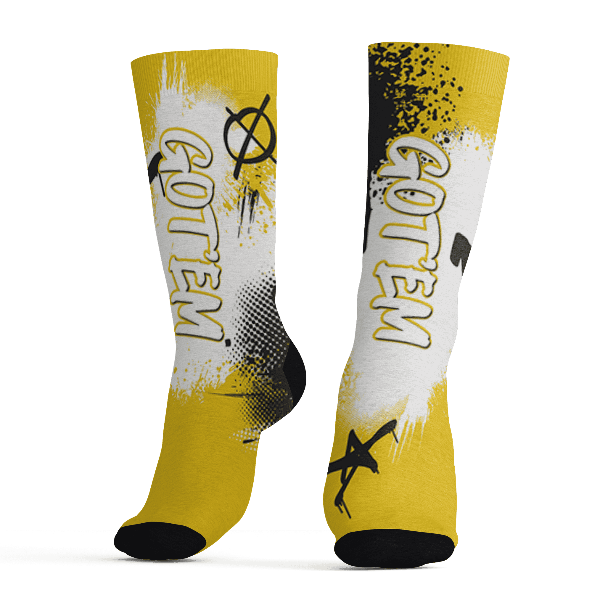 Vivid Sulfur 4s Socks Match BER GOTEM 3D All-Over Print - NastyJamz