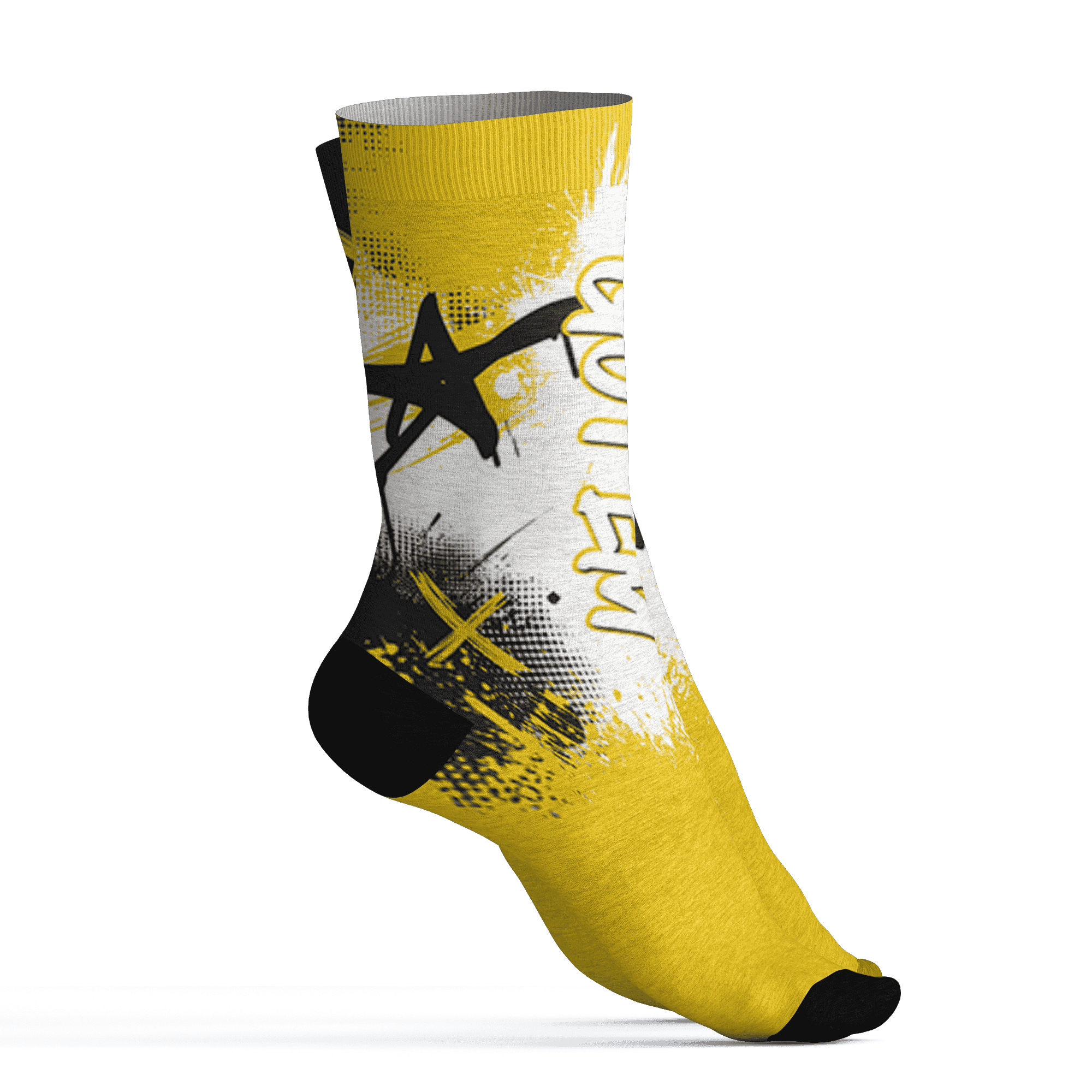 Vivid Sulfur 4s Socks Match BER GOTEM 3D All-Over Print - NastyJamz
