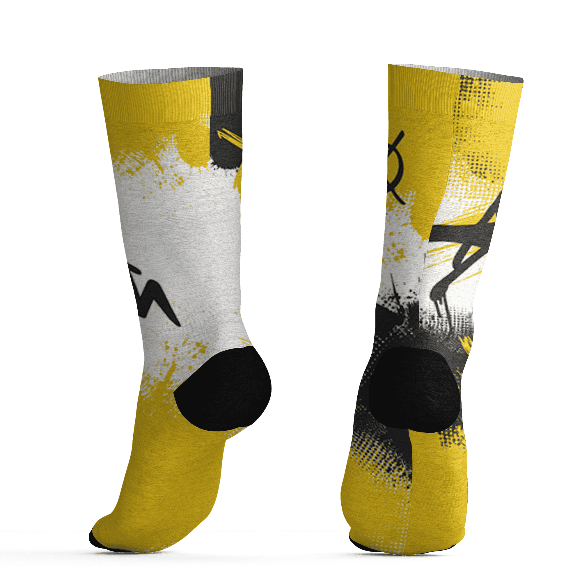 Vivid Sulfur 4s Socks Match BER GOTEM 3D All-Over Print - NastyJamz