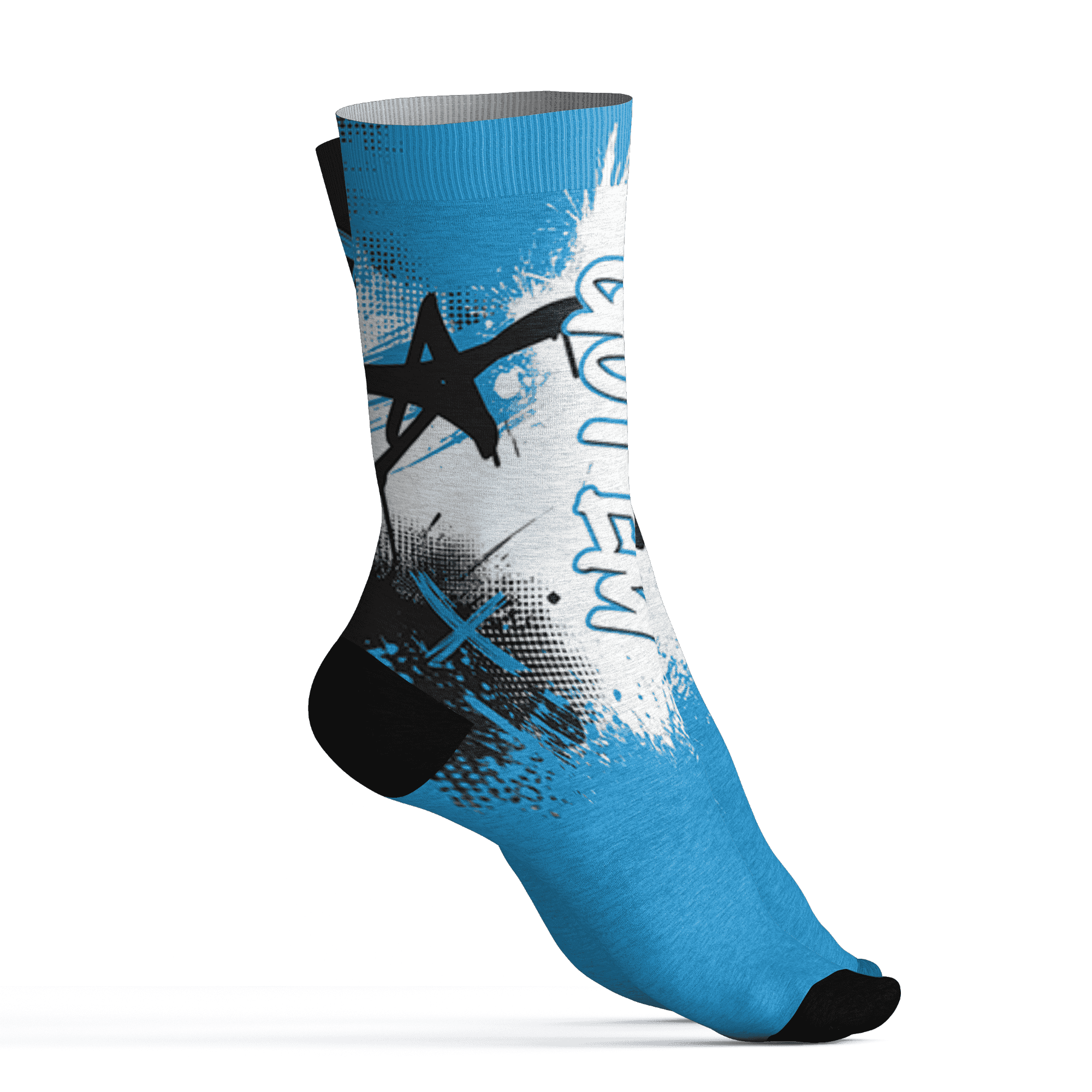 Powder Blue 9s Socks Match BER GOTEM 3D All-Over Print - NastyJamz