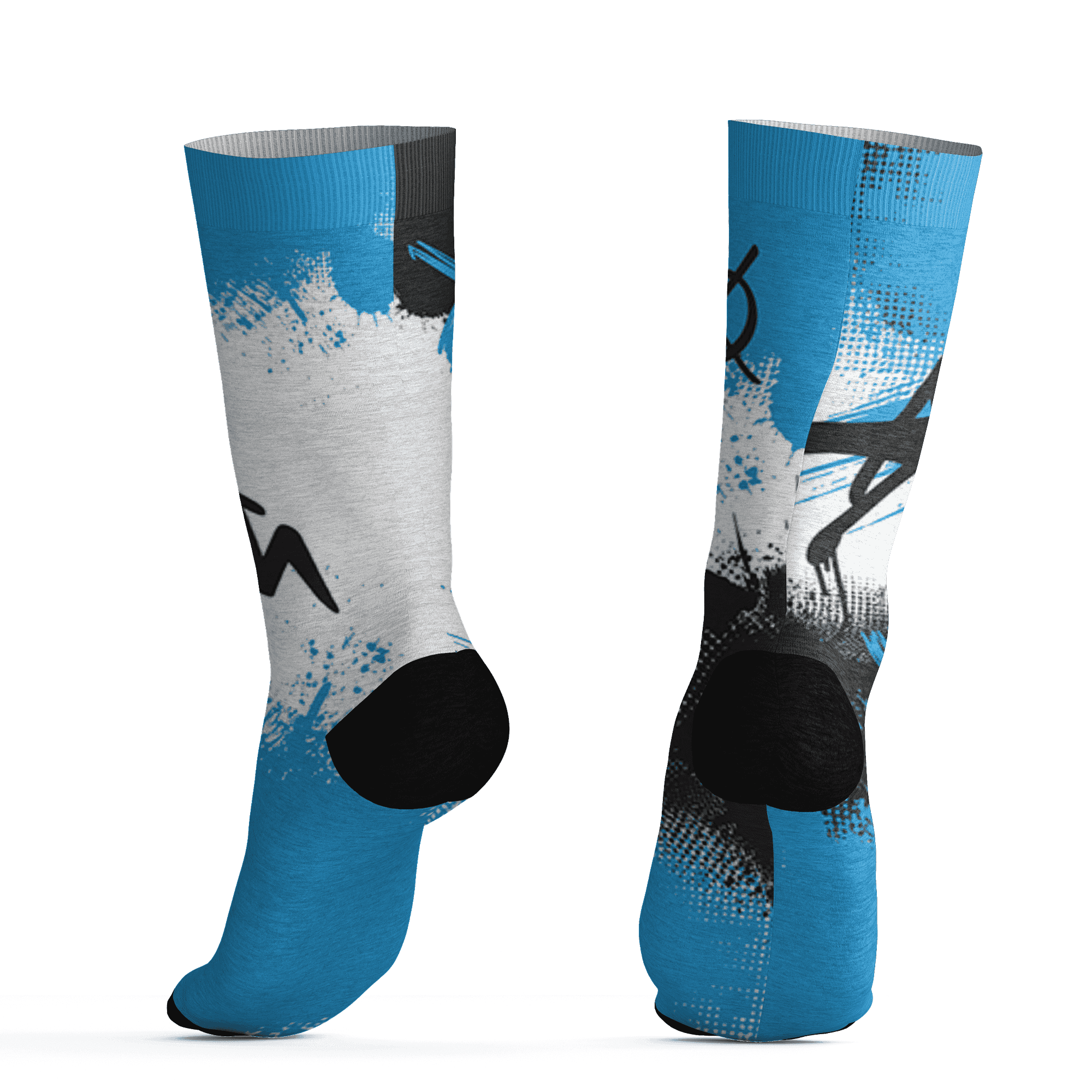 Powder Blue 9s Socks Match BER GOTEM 3D All-Over Print - NastyJamz