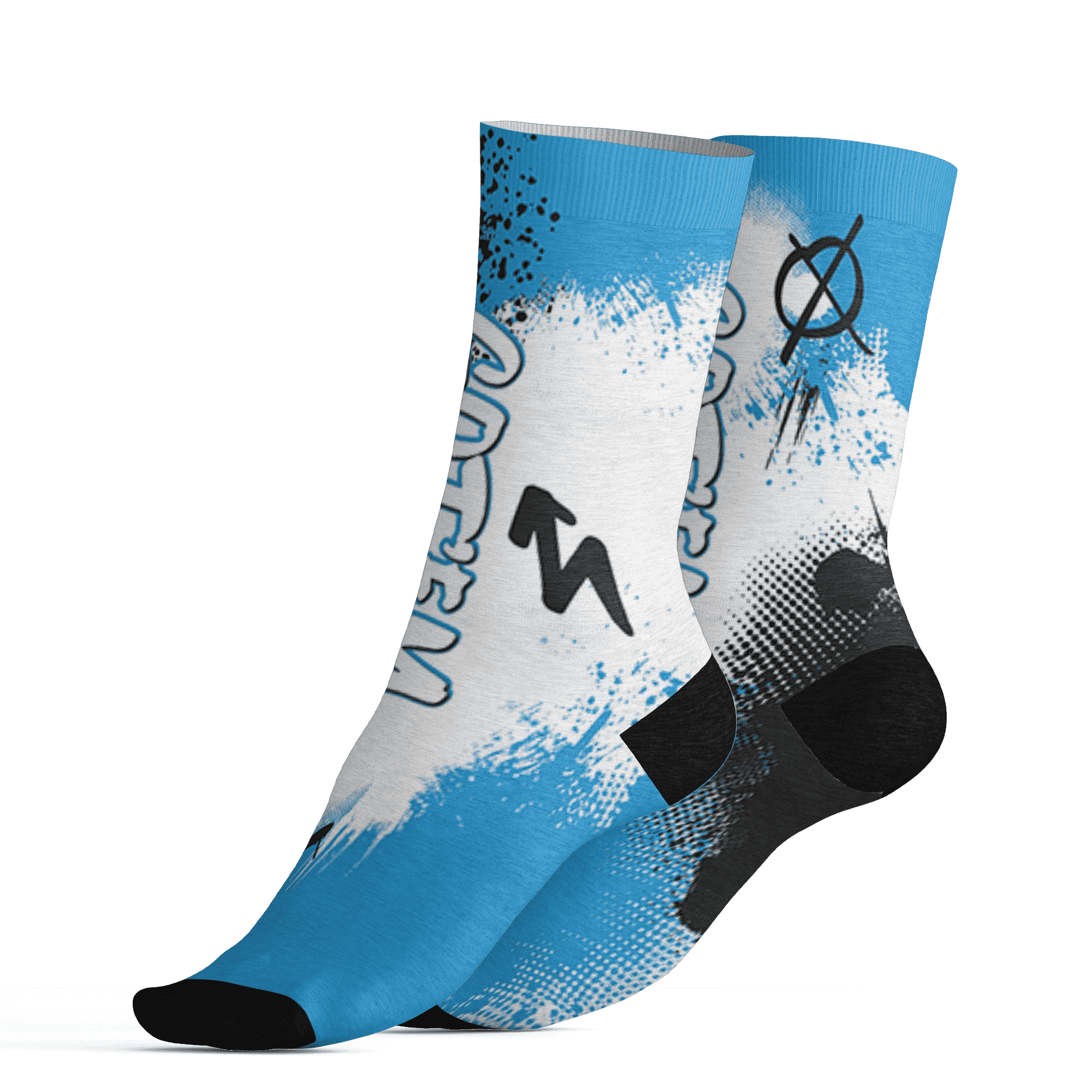 Powder Blue 9s Socks Match BER GOTEM 3D All-Over Print - NastyJamz
