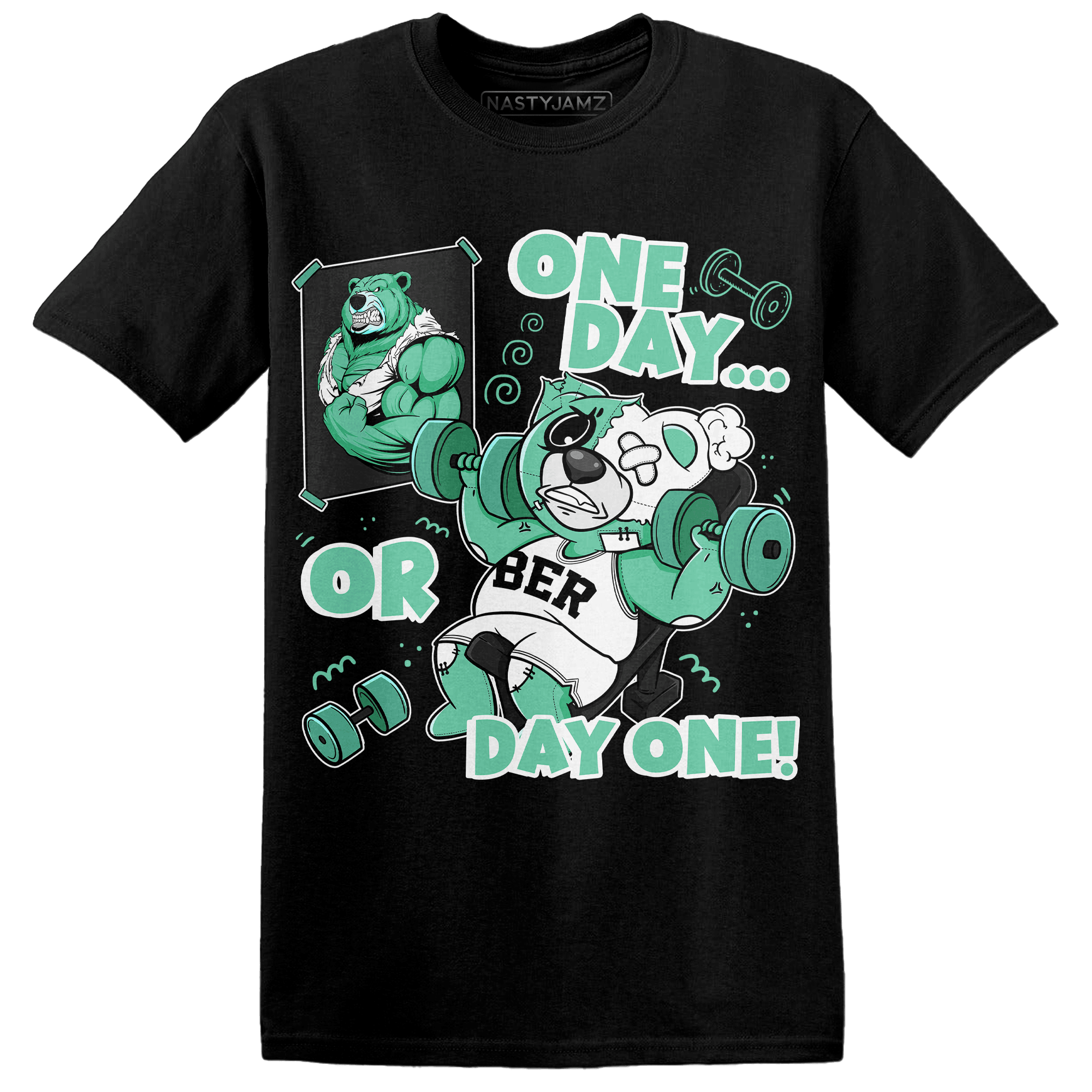 High OG Green Glow 1s T Shirt Match BER Gymmer - NastyJamz