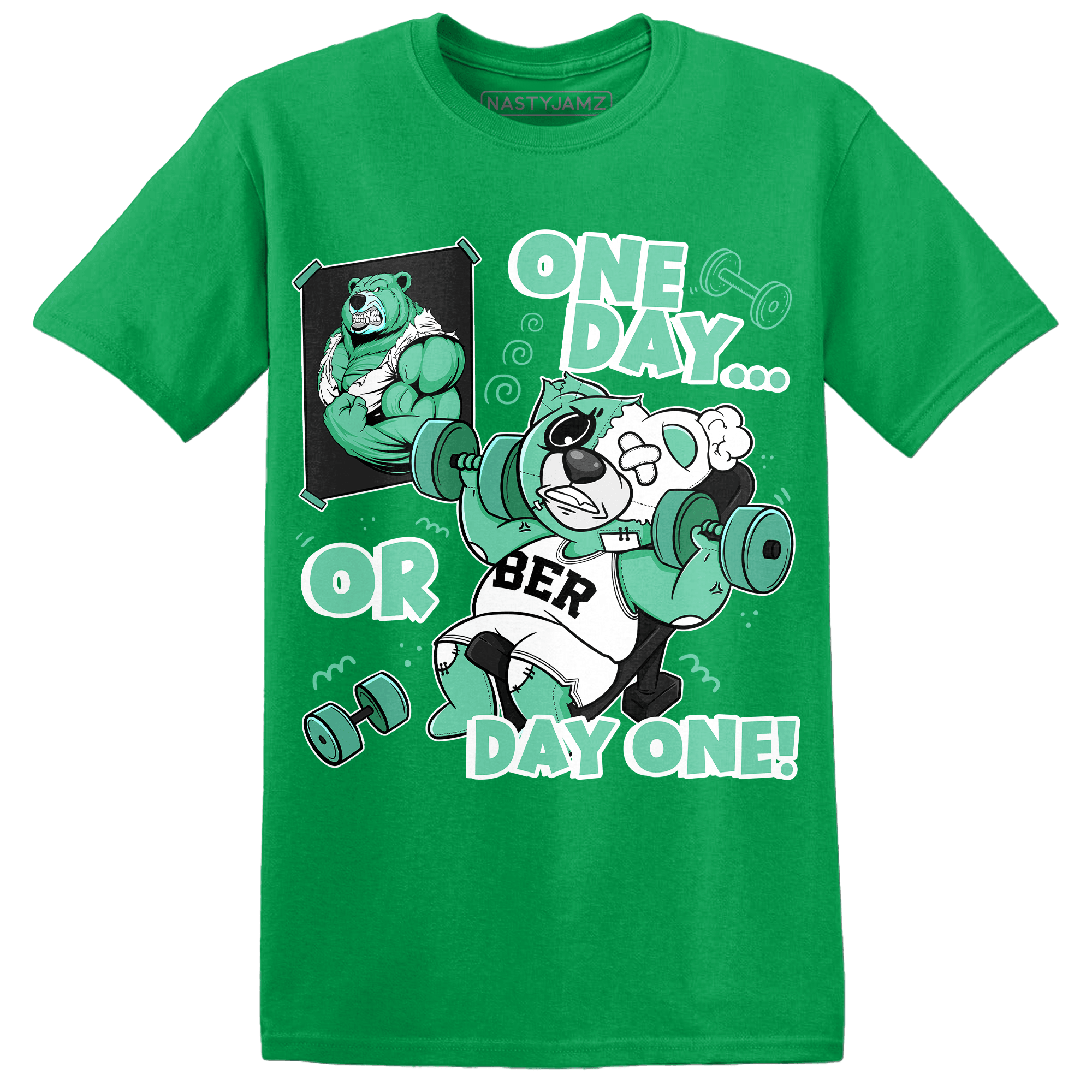 High OG Green Glow 1s T Shirt Match BER Gymmer - NastyJamz