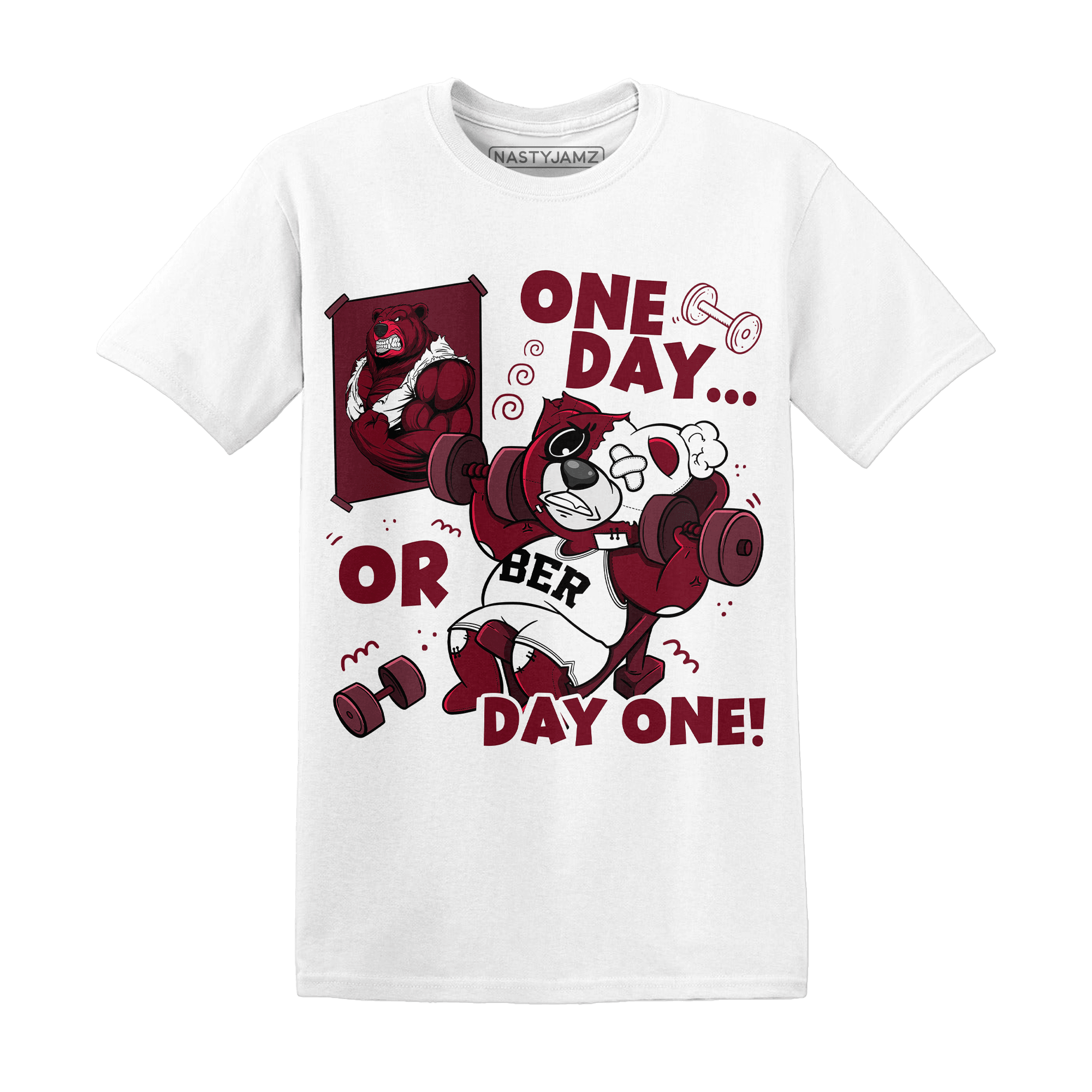 High White Team Red 1s T Shirt Match BER Gymmer - NastyJamz