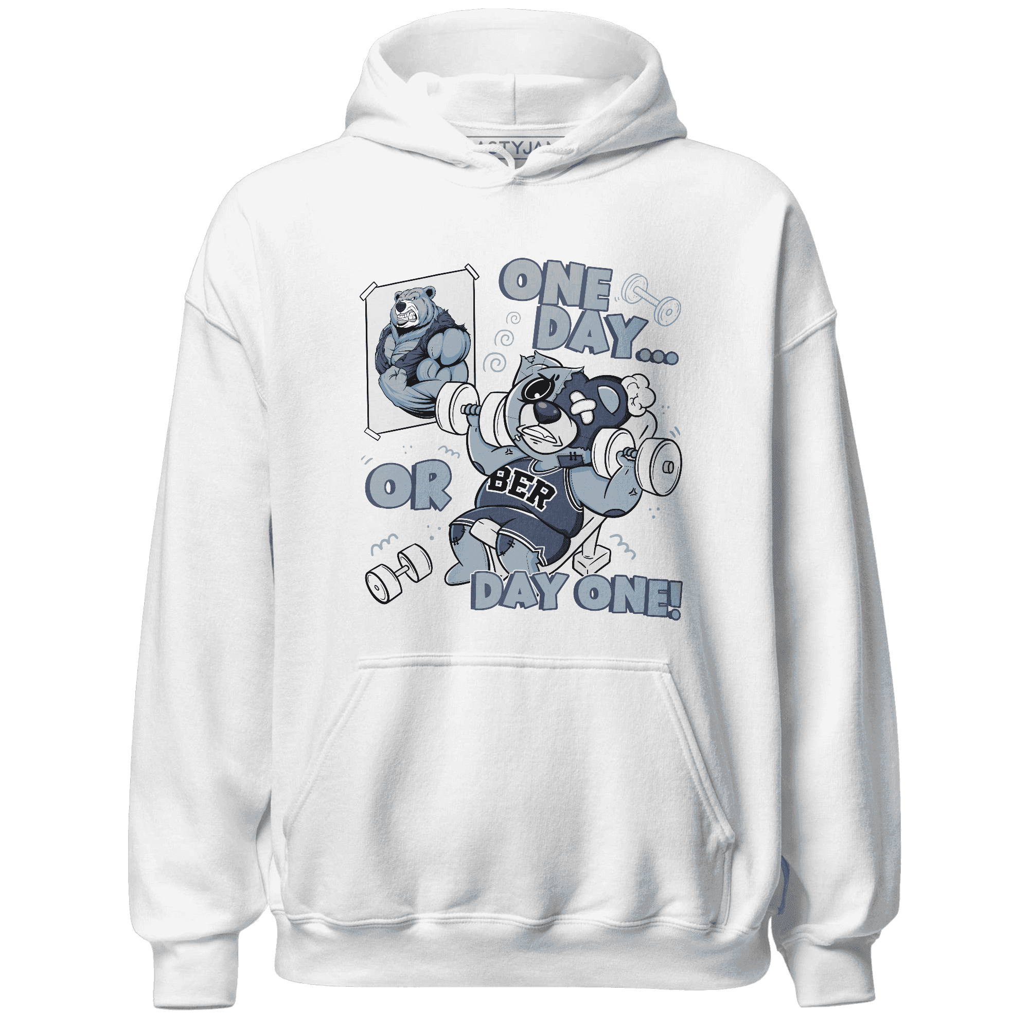 Mid Diffused Blue Grey 1s Hoodie Match BER Gymmer - NastyJamz