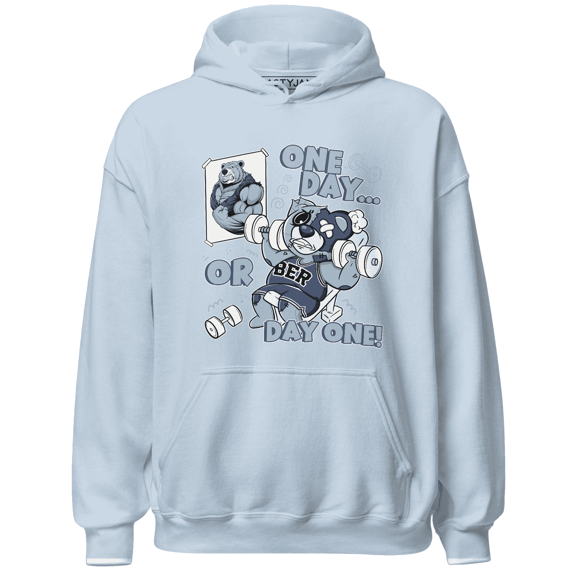 Mid Diffused Blue Grey 1s Hoodie Match BER Gymmer - NastyJamz