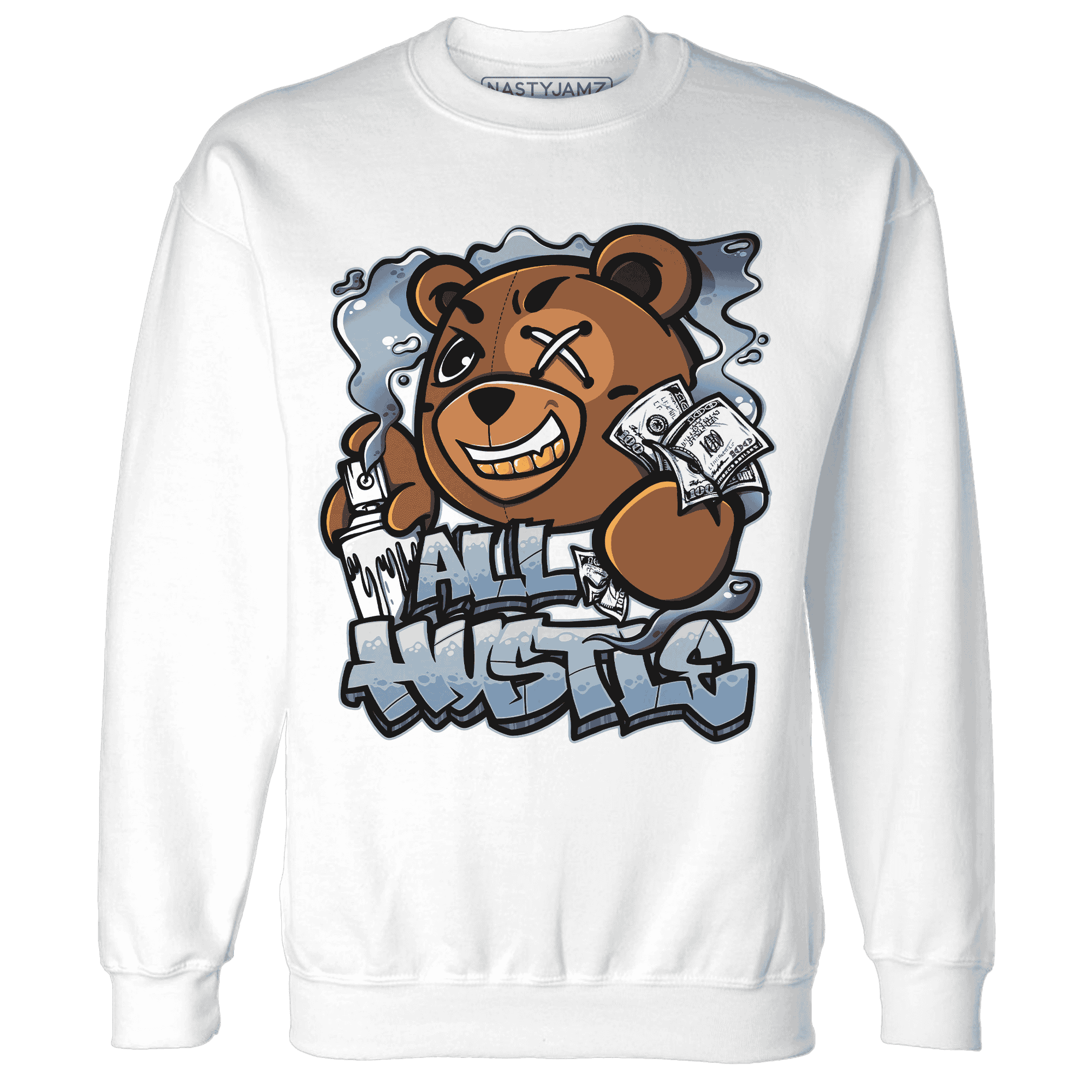 Mid Diffused Blue Grey 1s Sweatshirt Match BER Hustle All Day - NastyJamz