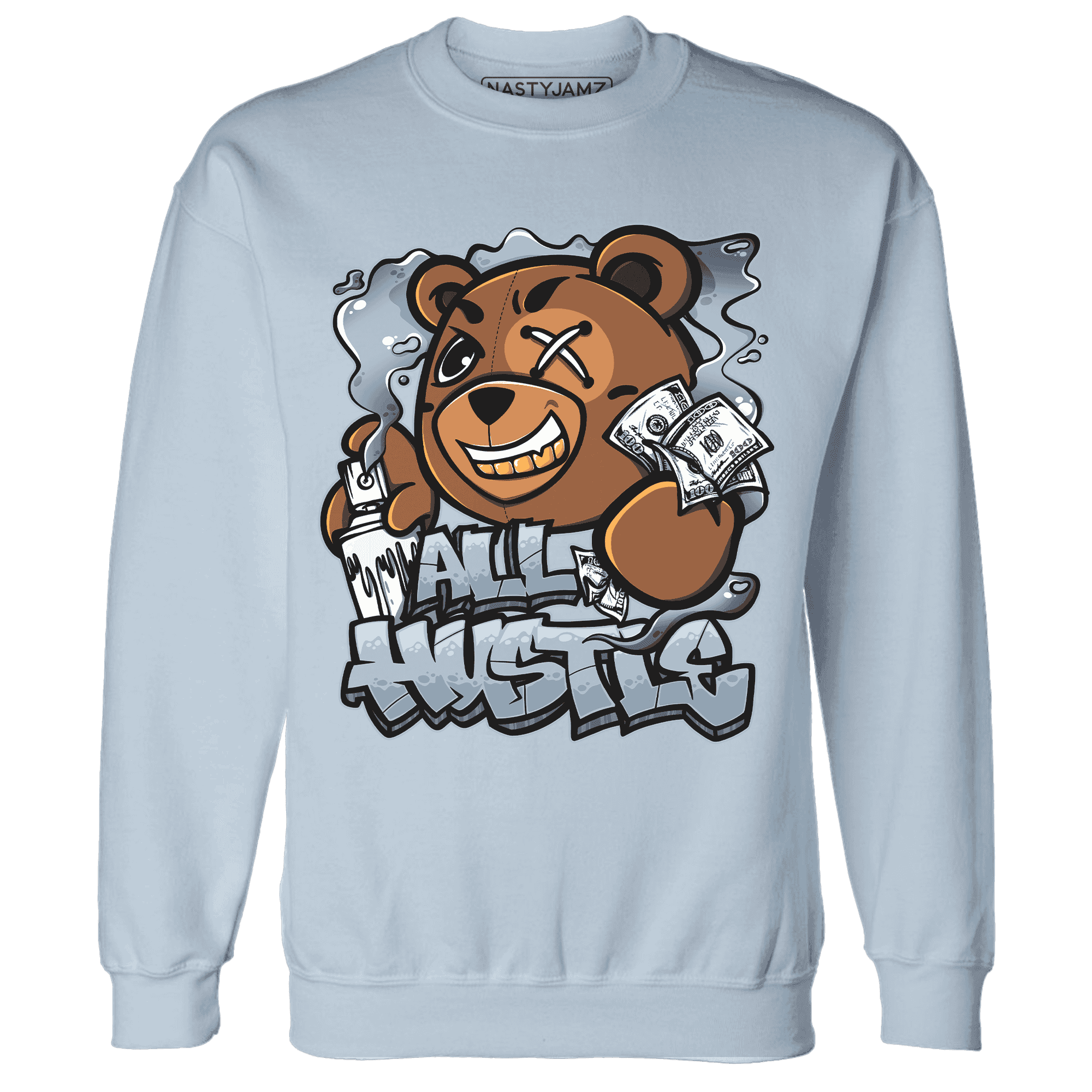 Mid Diffused Blue Grey 1s Sweatshirt Match BER Hustle All Day - NastyJamz