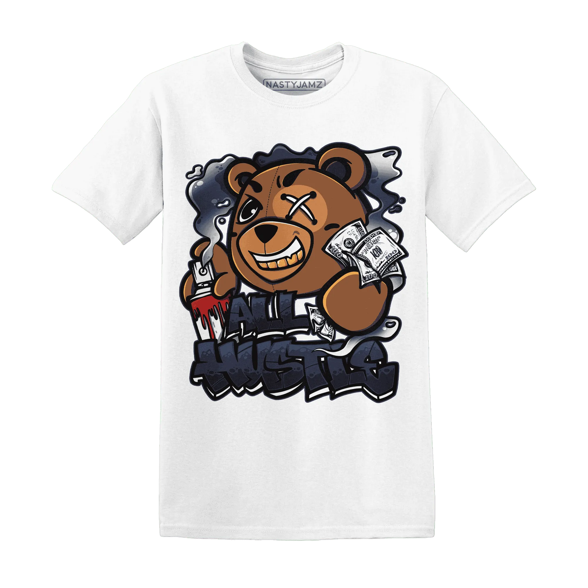 White-Navy-6s-T-Shirt-Match-BER-Hustle-All-Day