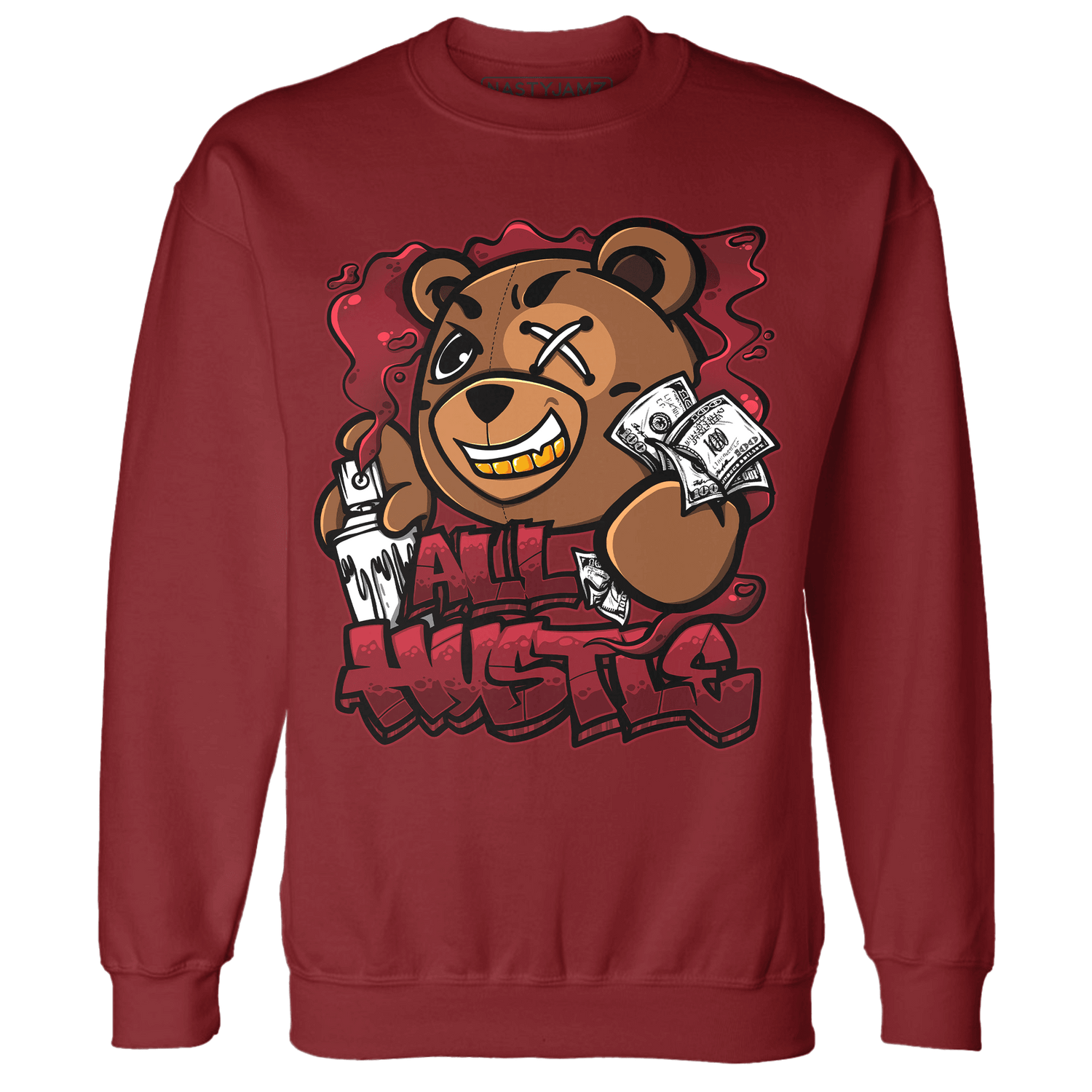 Cherry 12s Sweatshirt Match BER Hustle All Day - NastyJamz