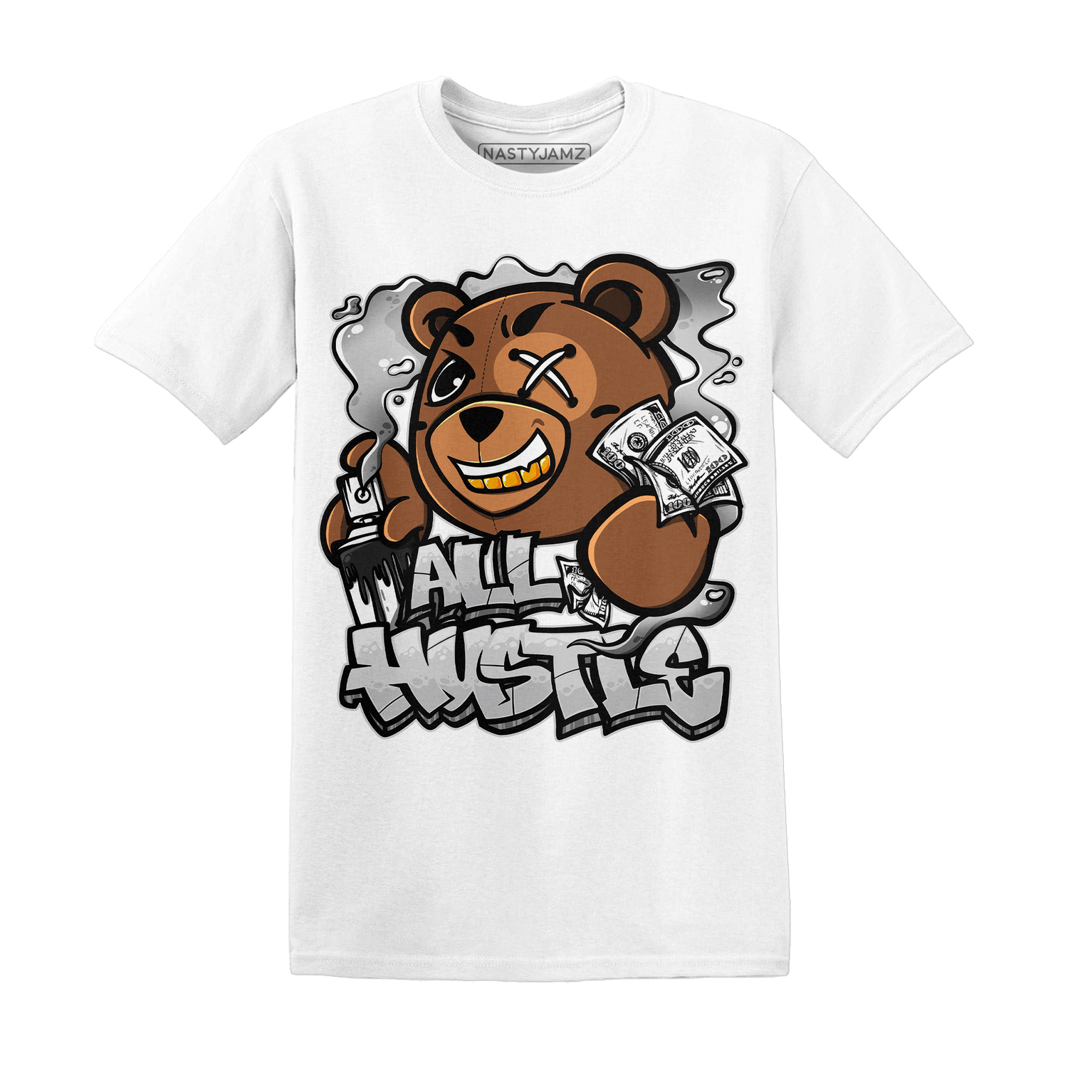 Retro High OG Black White 1s T Shirt Match BER Hustle All Day - NastyJamz