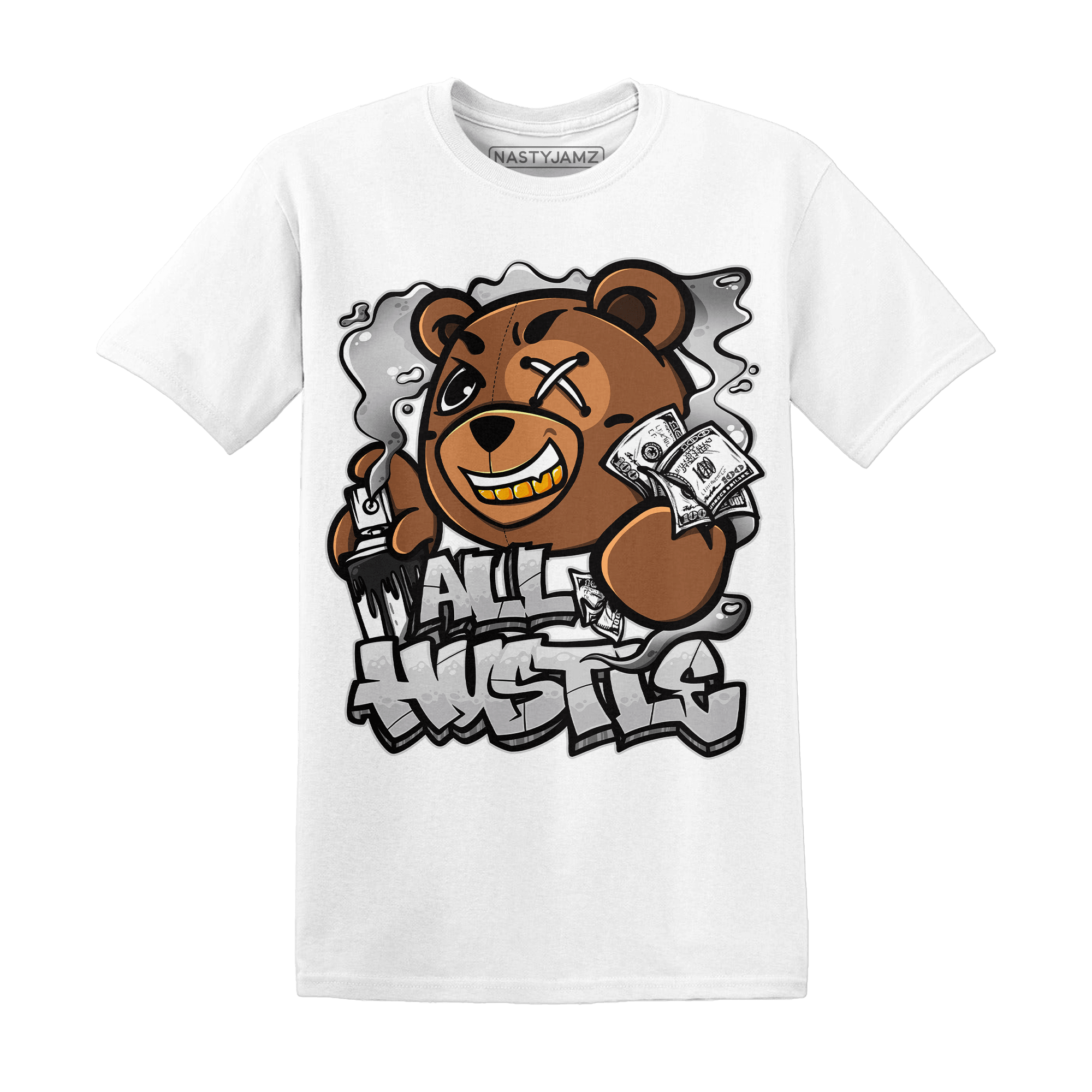 Retro High OG Black White 1s T Shirt Match BER Hustle All Day - NastyJamz
