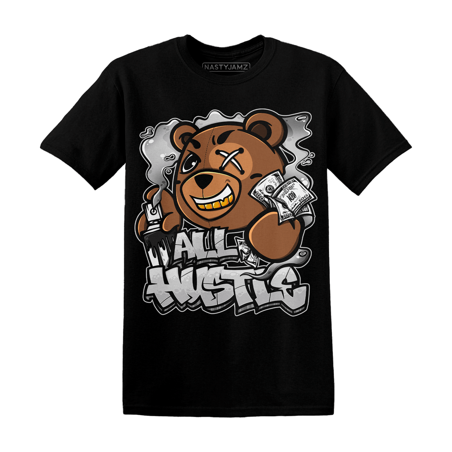 Retro High OG Black White 1s T Shirt Match BER Hustle All Day - NastyJamz