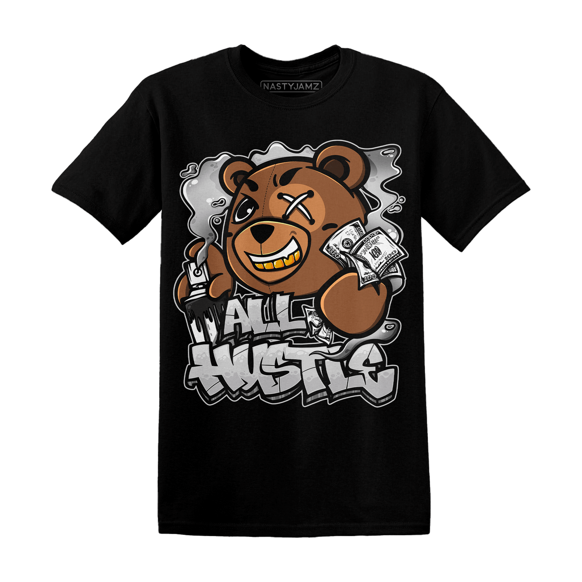 Retro High OG Black White 1s T Shirt Match BER Hustle All Day - NastyJamz