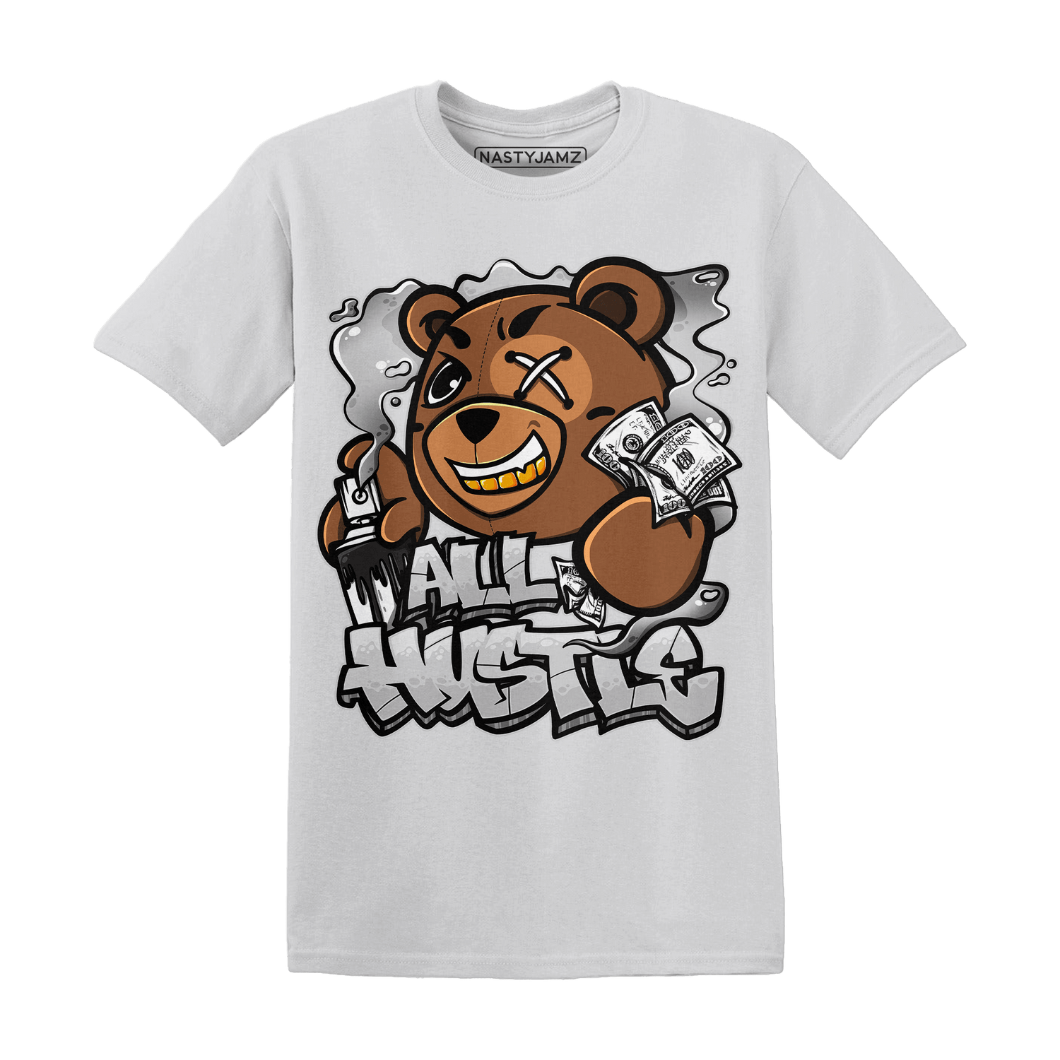 Retro High OG Black White 1s T Shirt Match BER Hustle All Day - NastyJamz