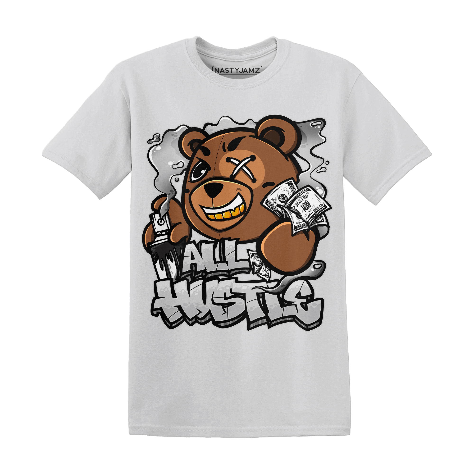 Retro High OG Black White 1s T Shirt Match BER Hustle All Day - NastyJamz