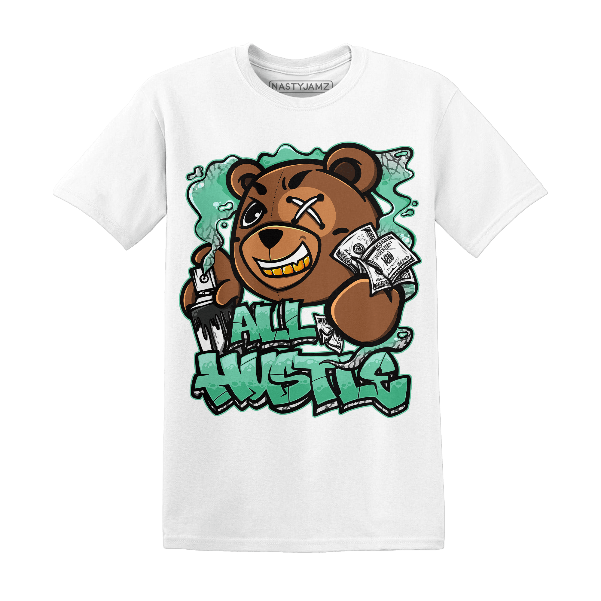 Green Glow 3s T Shirt Match BER Hustle All Day - NastyJamz