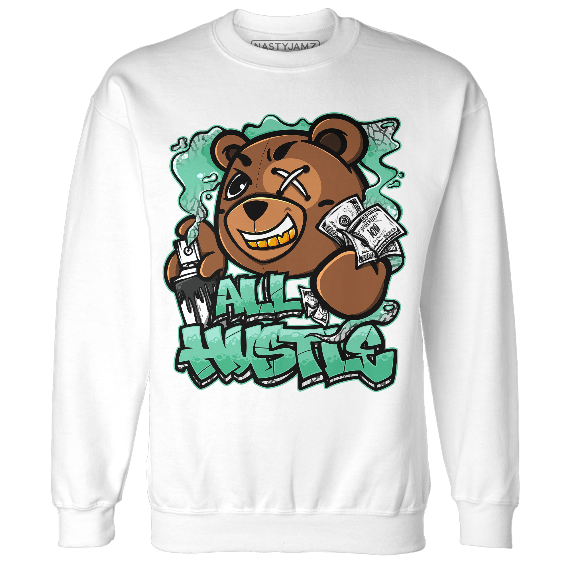 Green Glow 3s Sweatshirt Match BER Hustle All Day - NastyJamz