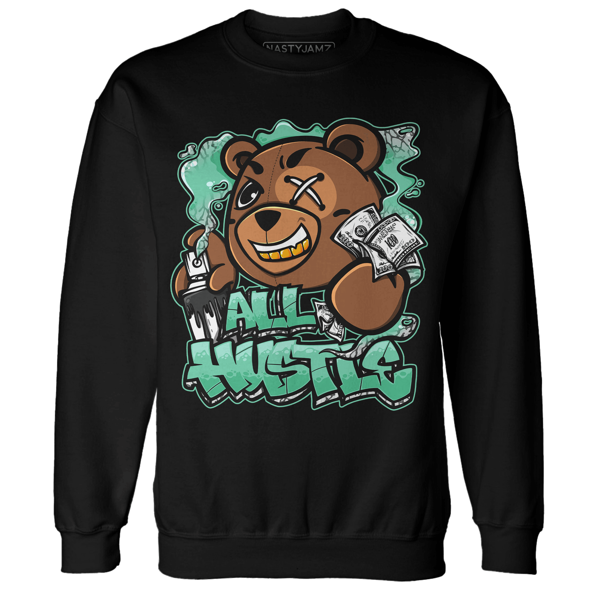 Green Glow 3s Sweatshirt Match BER Hustle All Day - NastyJamz