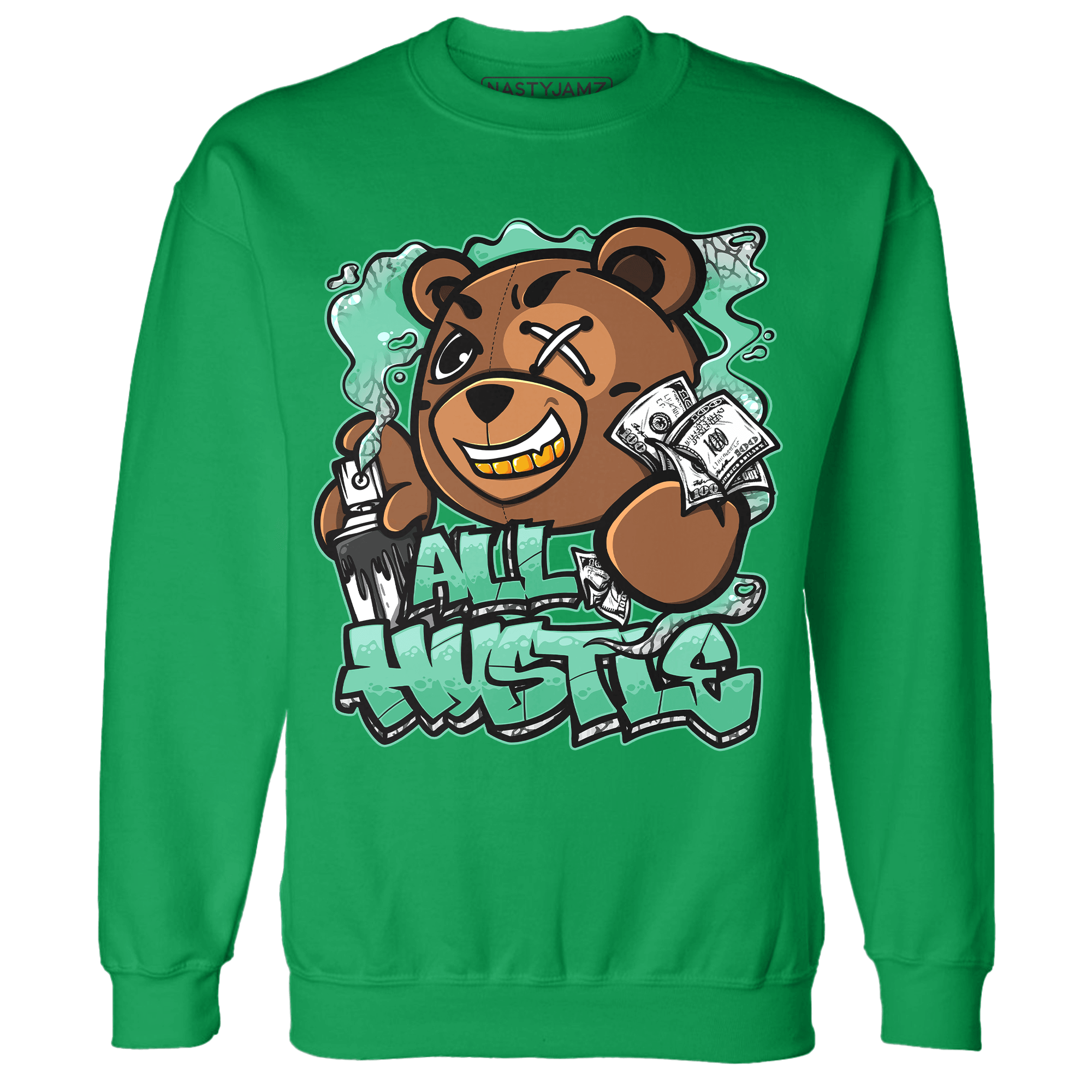 Green Glow 3s Sweatshirt Match BER Hustle All Day - NastyJamz