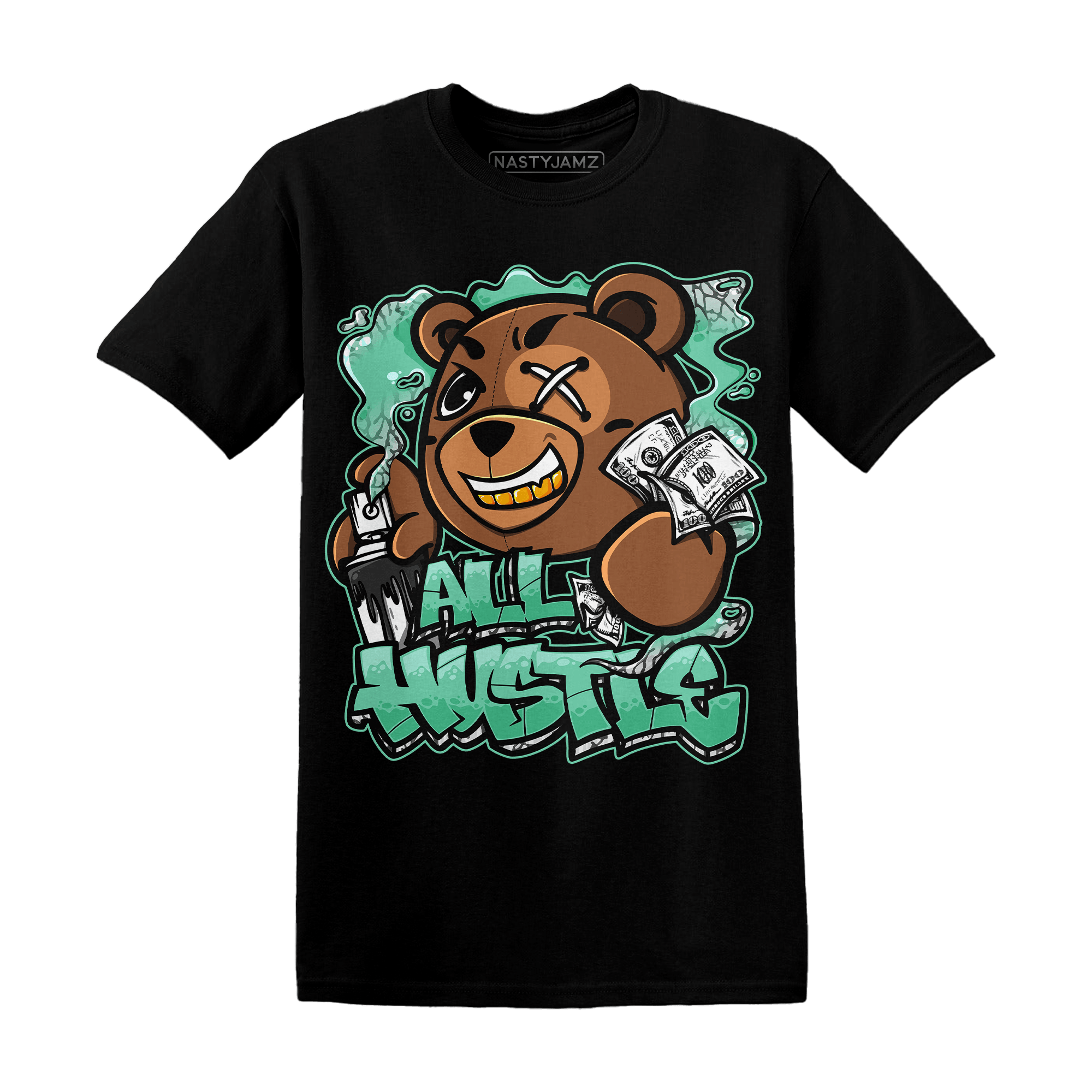 Green Glow 3s T Shirt Match BER Hustle All Day - NastyJamz