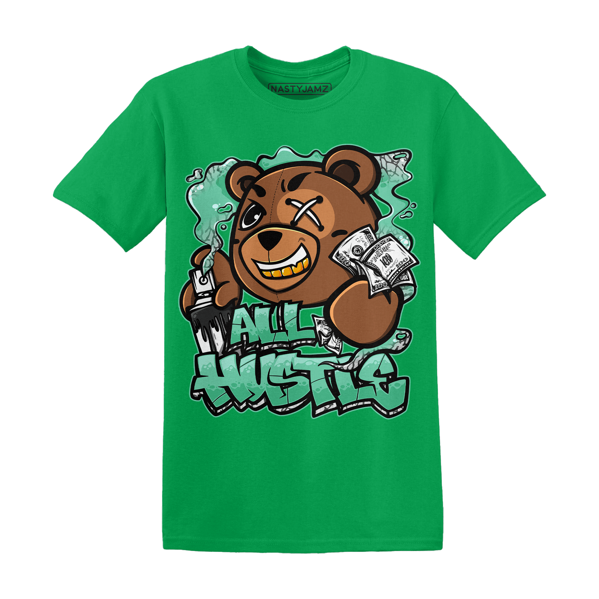 Green Glow 3s T Shirt Match BER Hustle All Day - NastyJamz