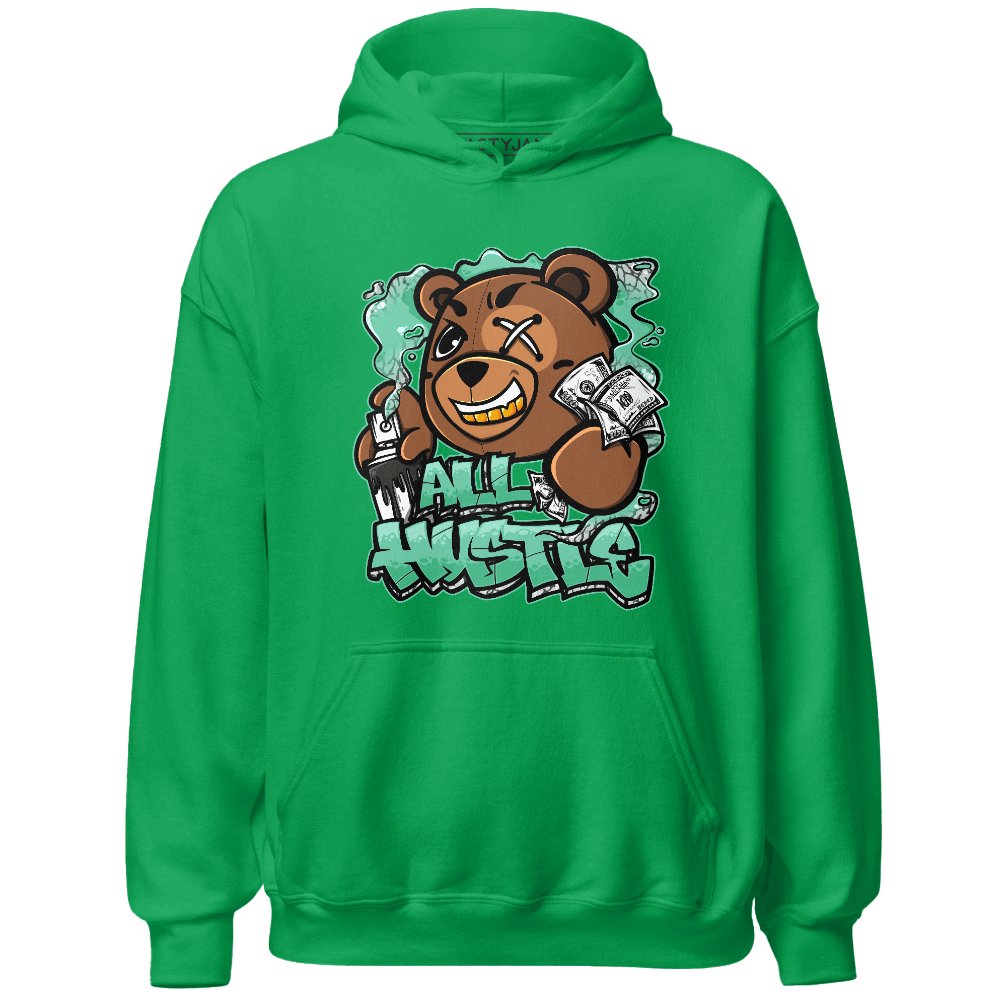 Green Glow 3s Hoodie Match BER Hustle All Day - NastyJamz