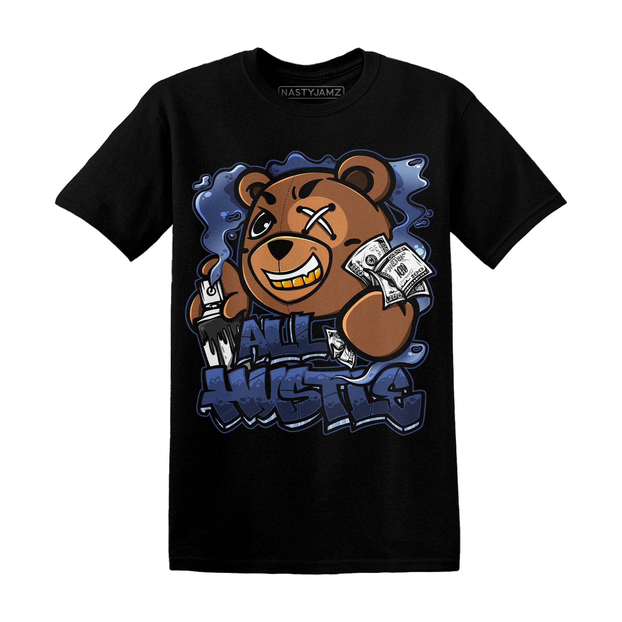 Midnight Navy 5s T Shirt Match BER Hustle All Day - NastyJamz