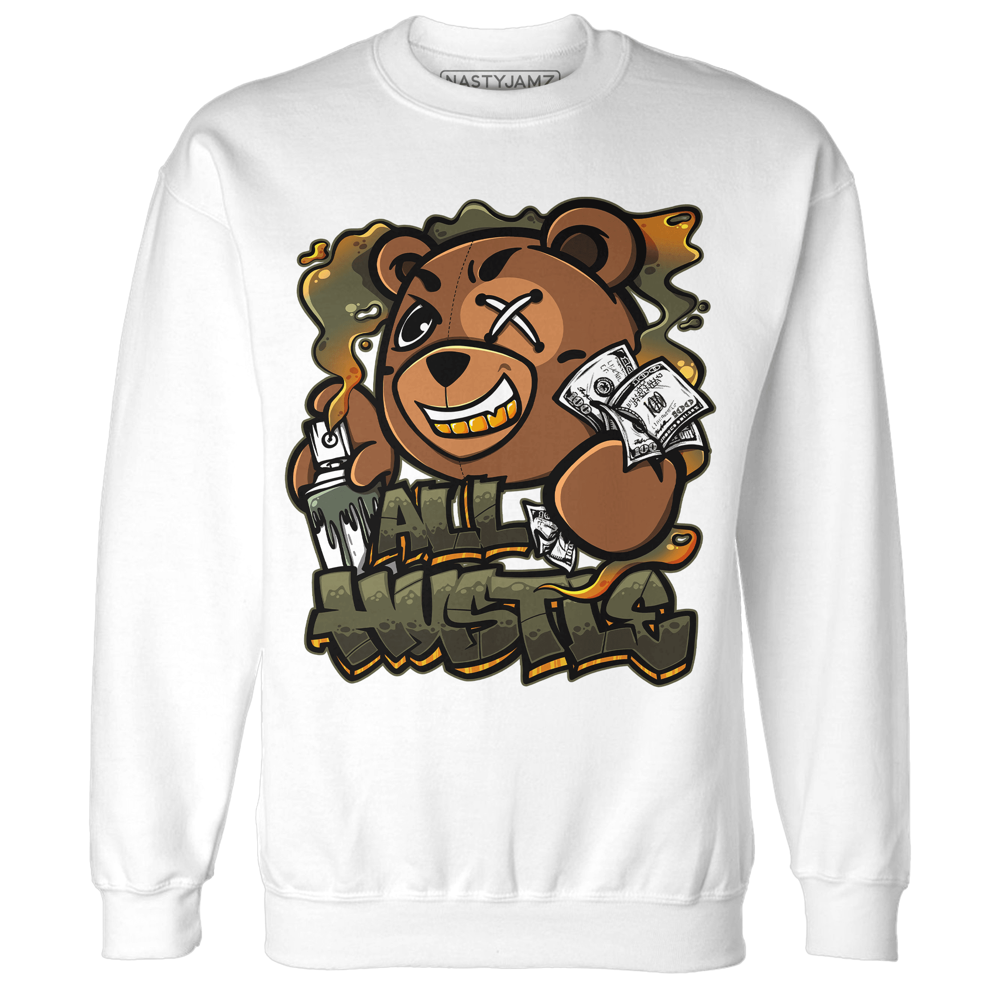 Olive 5s Sweatshirt Match BER Hustle All Day - NastyJamz