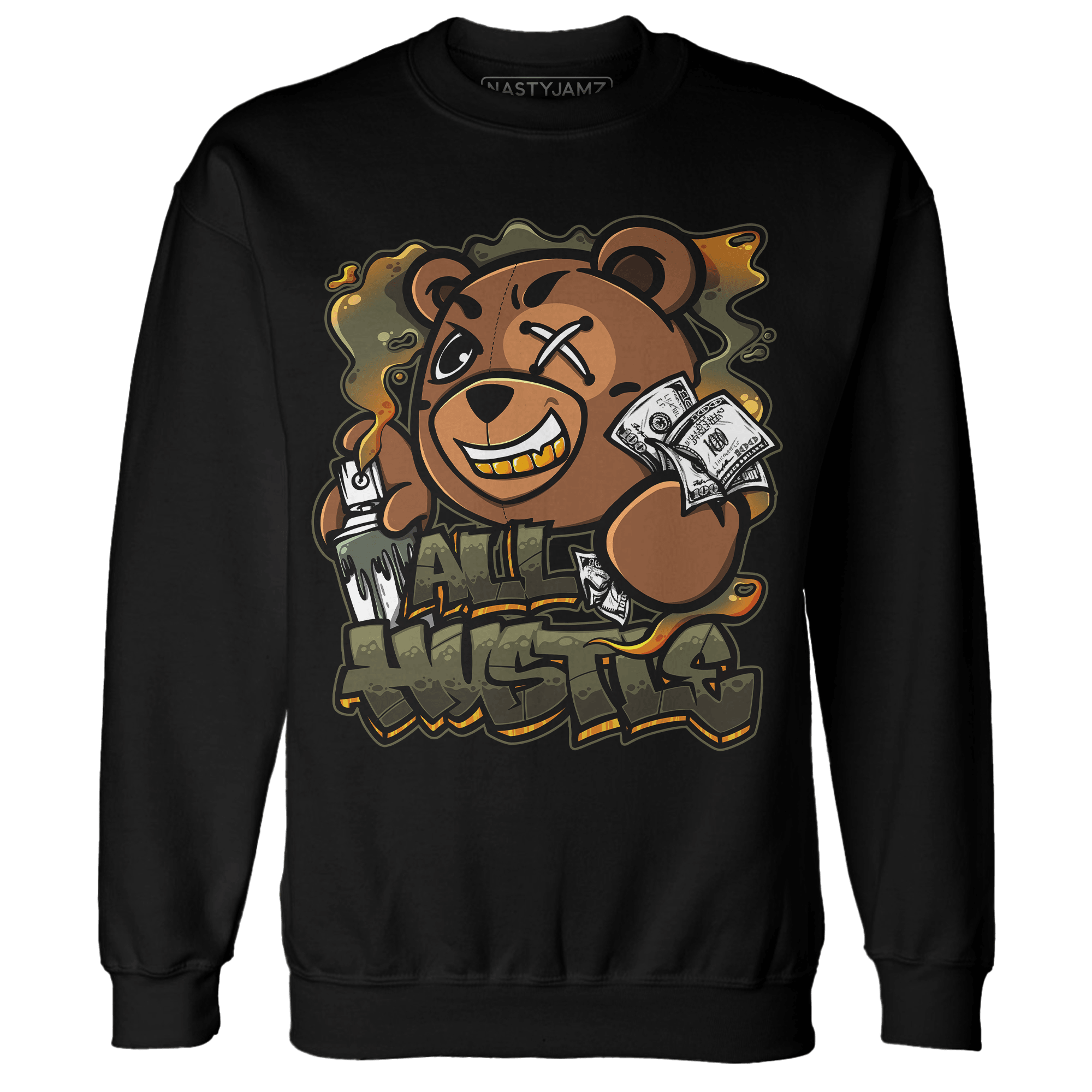 Olive 5s Sweatshirt Match BER Hustle All Day - NastyJamz